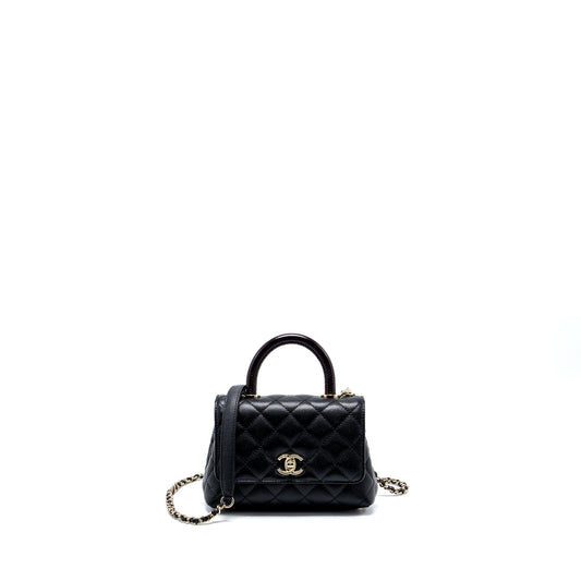 Chanel Coco Handle Lizard Embossed Handle Caviar Black Mini Bag