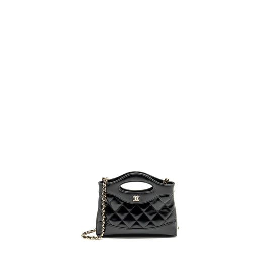 Chanel 31 Shiny Lambskin LGHW Microchip Black Clutch Bag