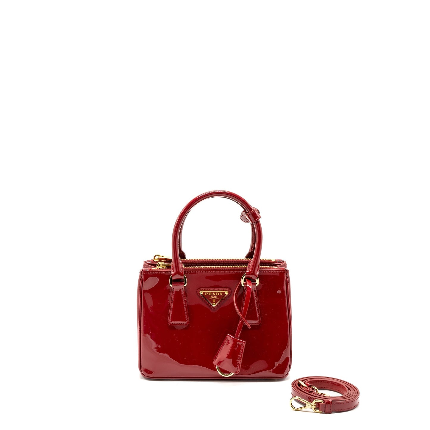 Prada Galleria Purse Patent Cherry Handbag Small Travel Bag