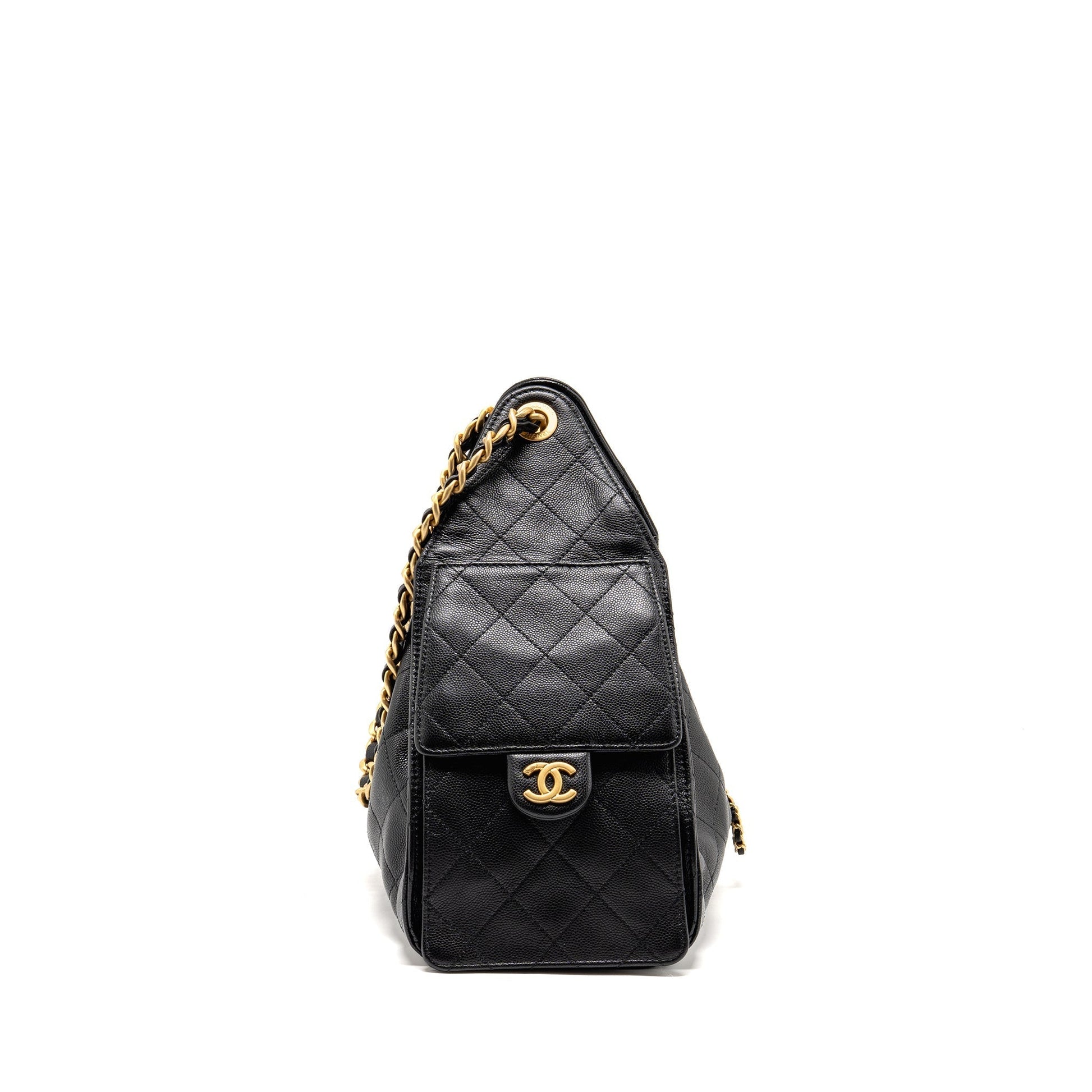 Chanel 25 caviar GHW microchip Black Small Handbag Bag Black