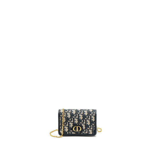 Dior Montaigne Pouch With Oblique Handbag Canvas Blue Travel Bag