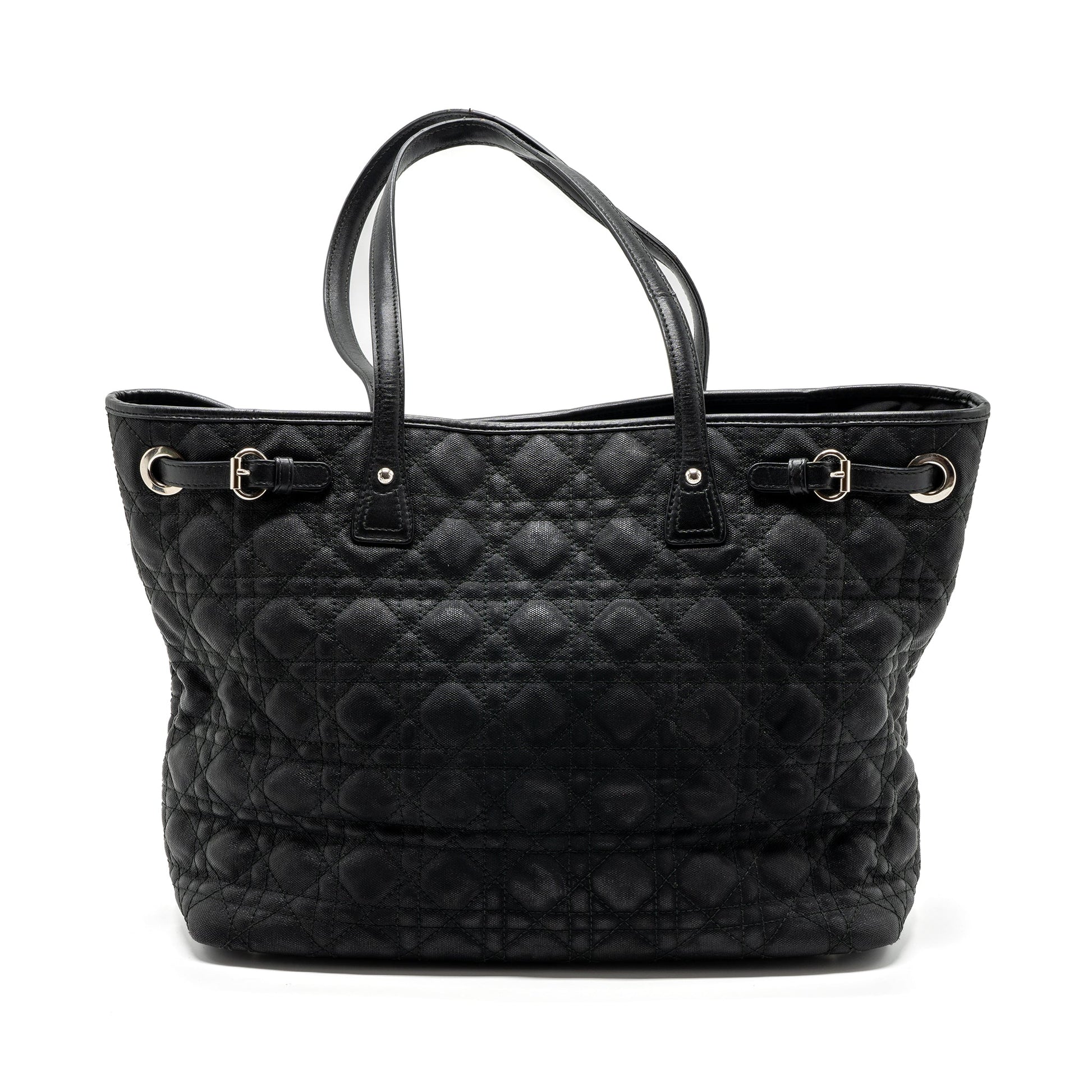 Dior Shopping Tote Purse Fabric Handbag Leather Black Tote Bag