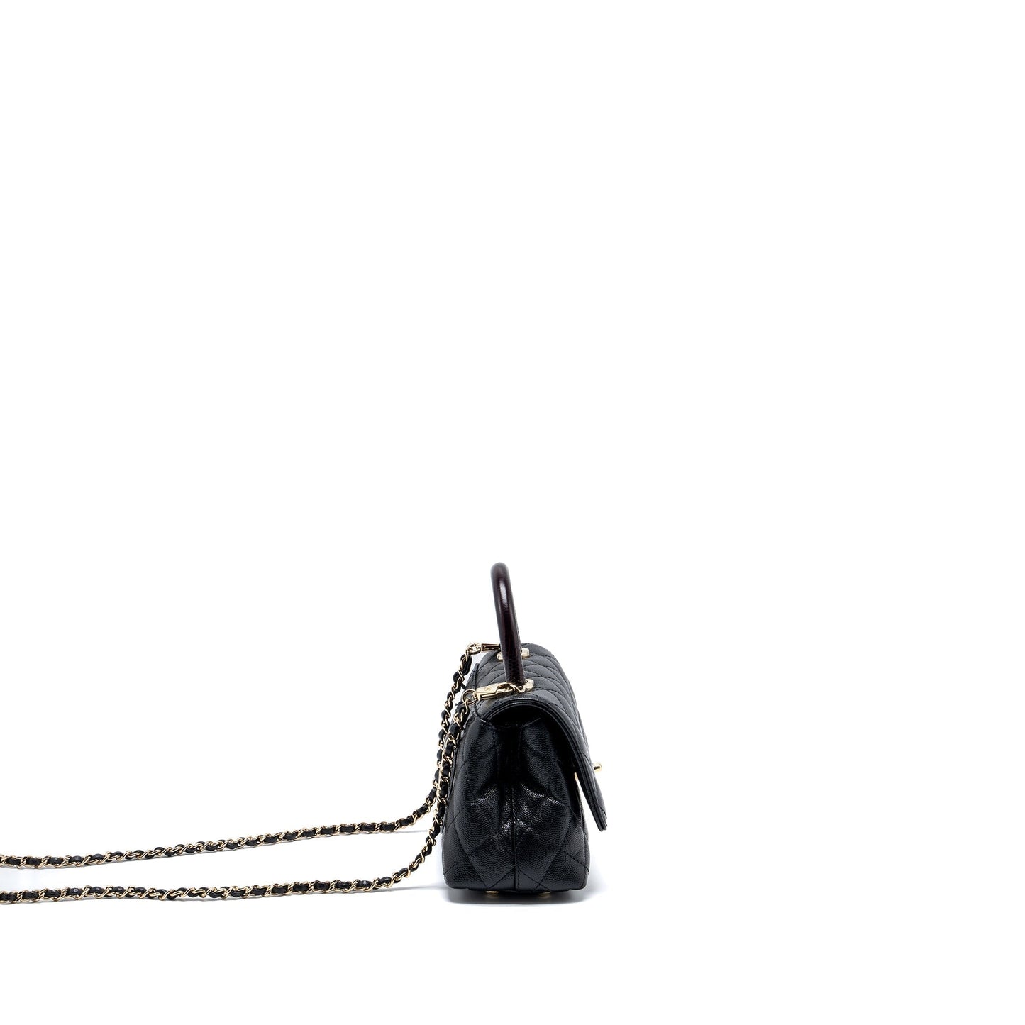 Chanel Coco Handle Lizard Embossed Handle Caviar Black Mini Bag