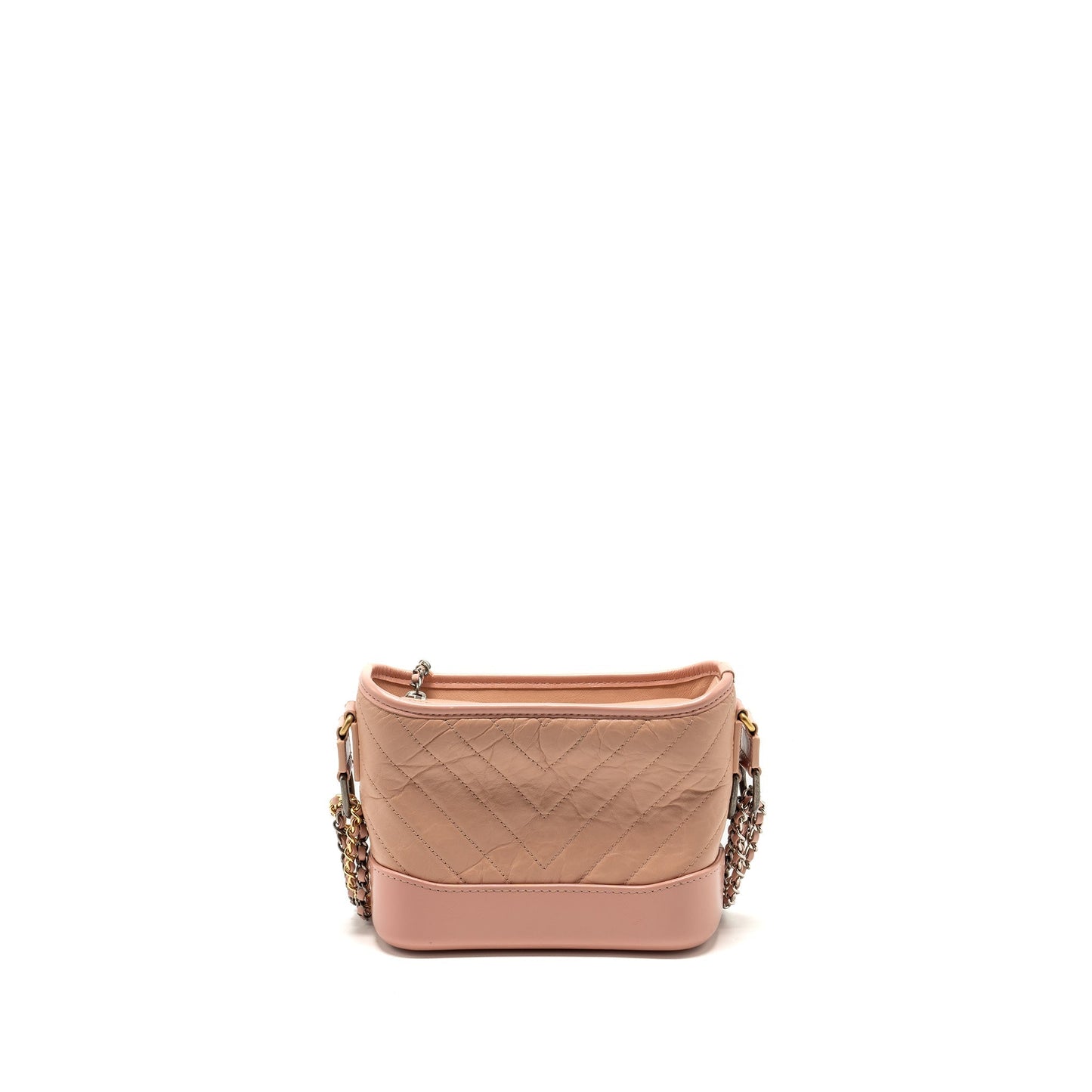 Chanel Gabrielle Hobo Chevron Aged Calfskin Hardware Multicolour Pink Small Shoulder Bag