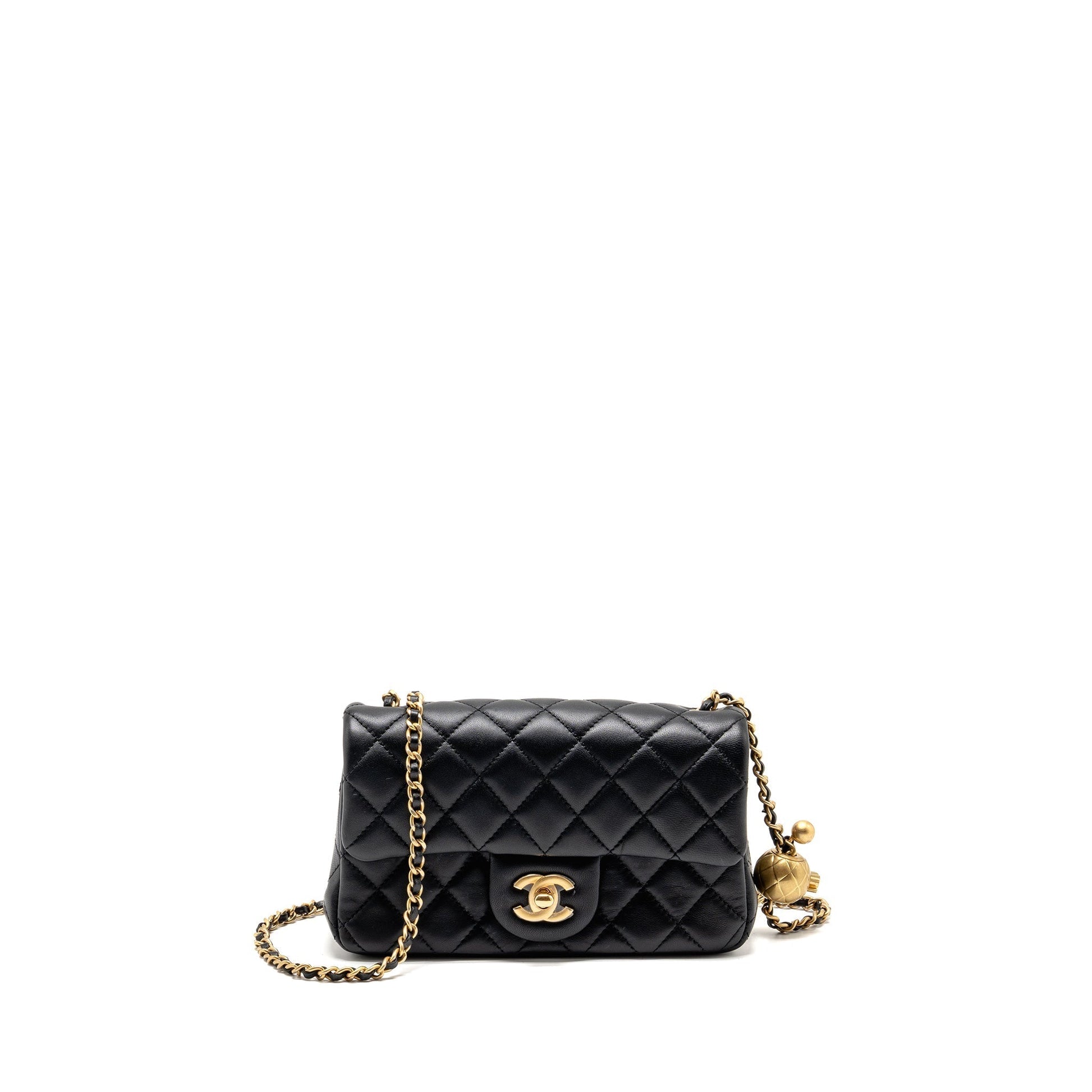 Chanel Pearl Crush rectangular flap lambskin GHW Black Shoulder Bag Microchip 3