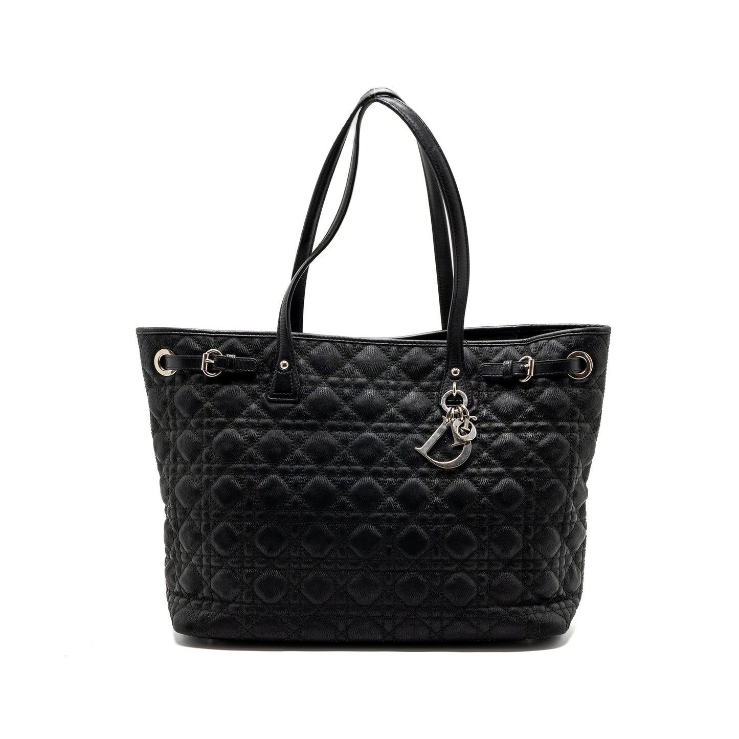 Dior Shopping Tote Purse Fabric Handbag Leather Black Tote Bag