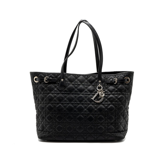 Dior Shopping Tote Purse Fabric Handbag Leather Black Tote Bag
