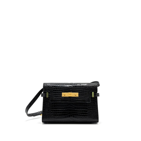 YSL Saint Laurent Saint Laurent Manhattan Purse Crocodile Embossed Shoulder Black Shoulder Bag