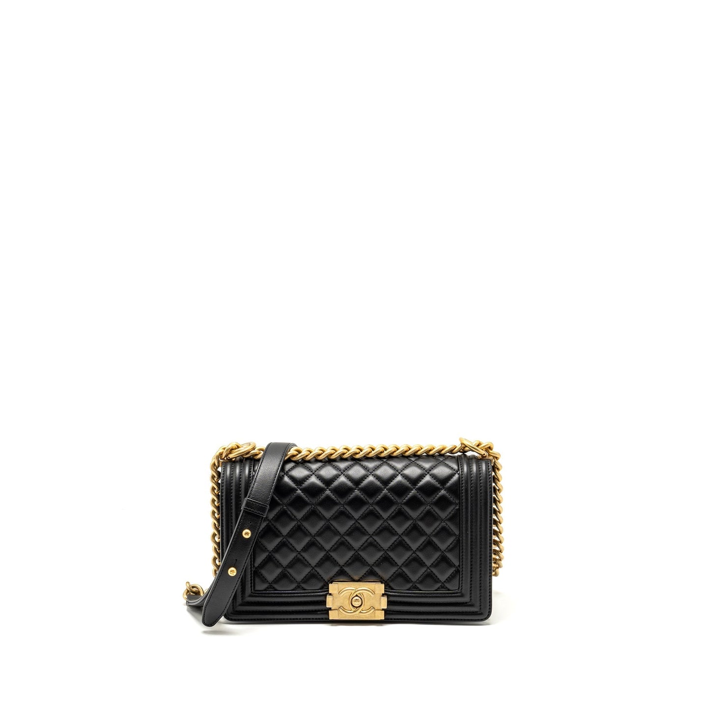 Chanel Boy Calfskin GHW Black Handbag Black Ghw