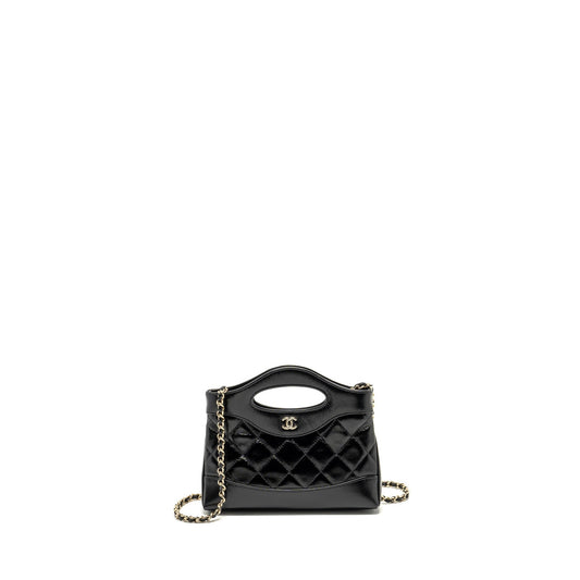 Chanel 24S 31 Shiny Lambskin LGHW microchip Black Clutch Bag Lghw Microchip