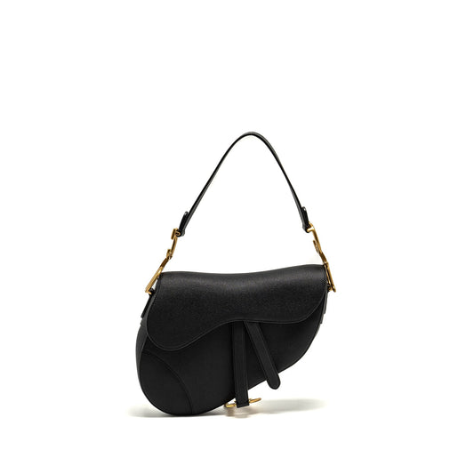 Dior Saddle Grained Calfskin Handbag Black Medium Travel Bag