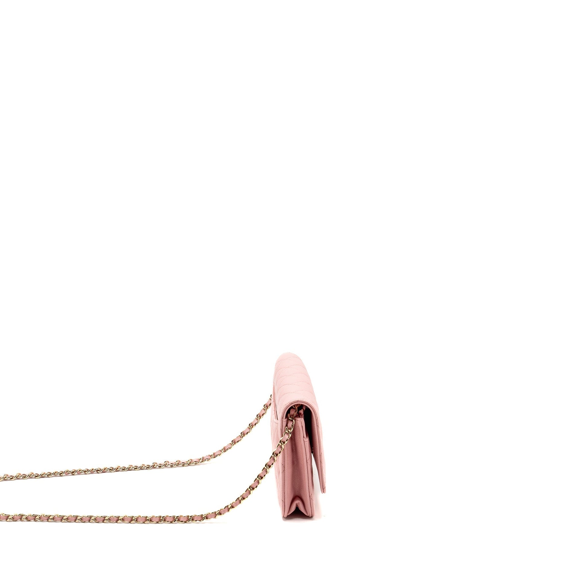 Chanel Classic on Caviar LGHW Microchip Pink Wallet Case