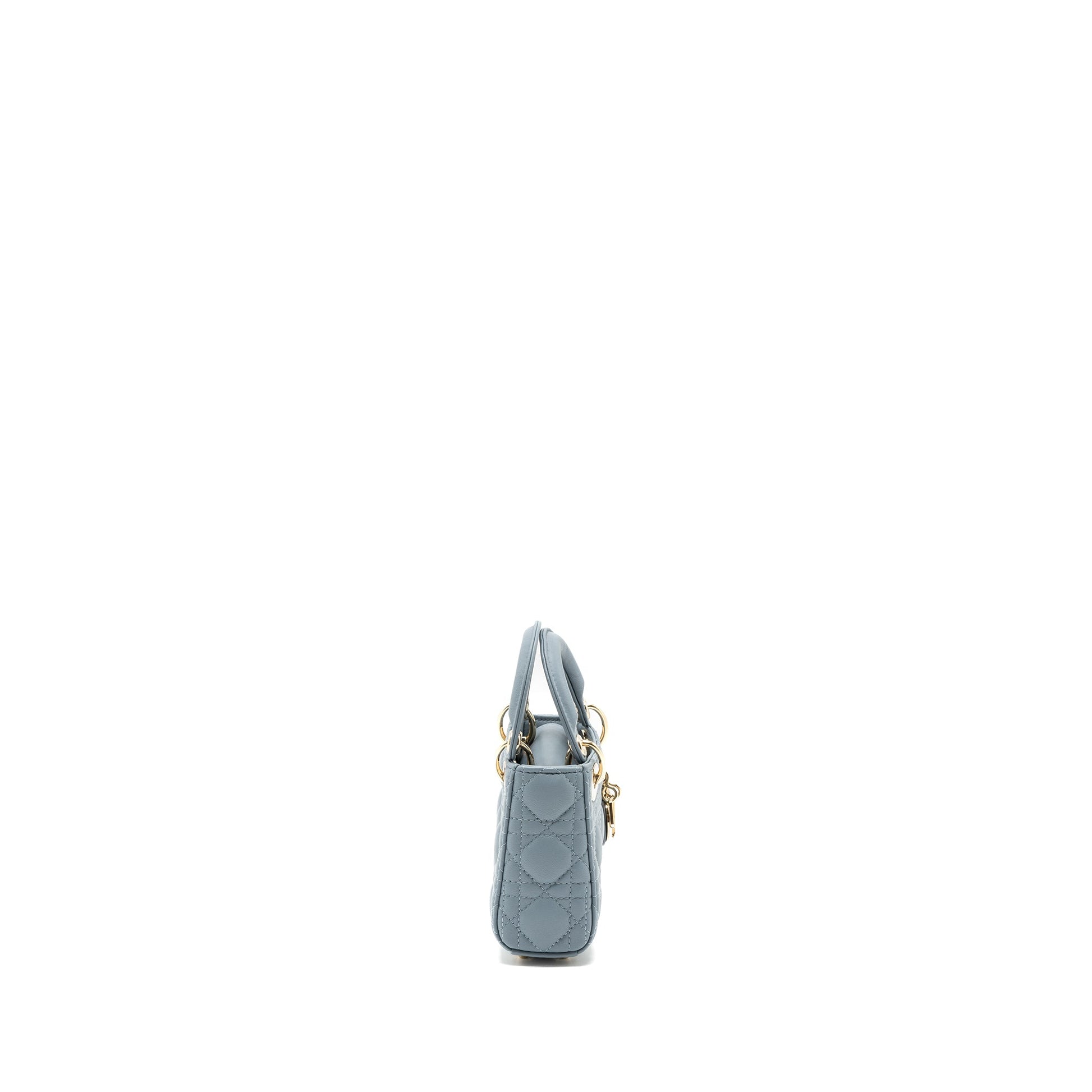 Dior Micro Lady Purse Cannage Lambskin Cloud Handbag Blue Travel Bag