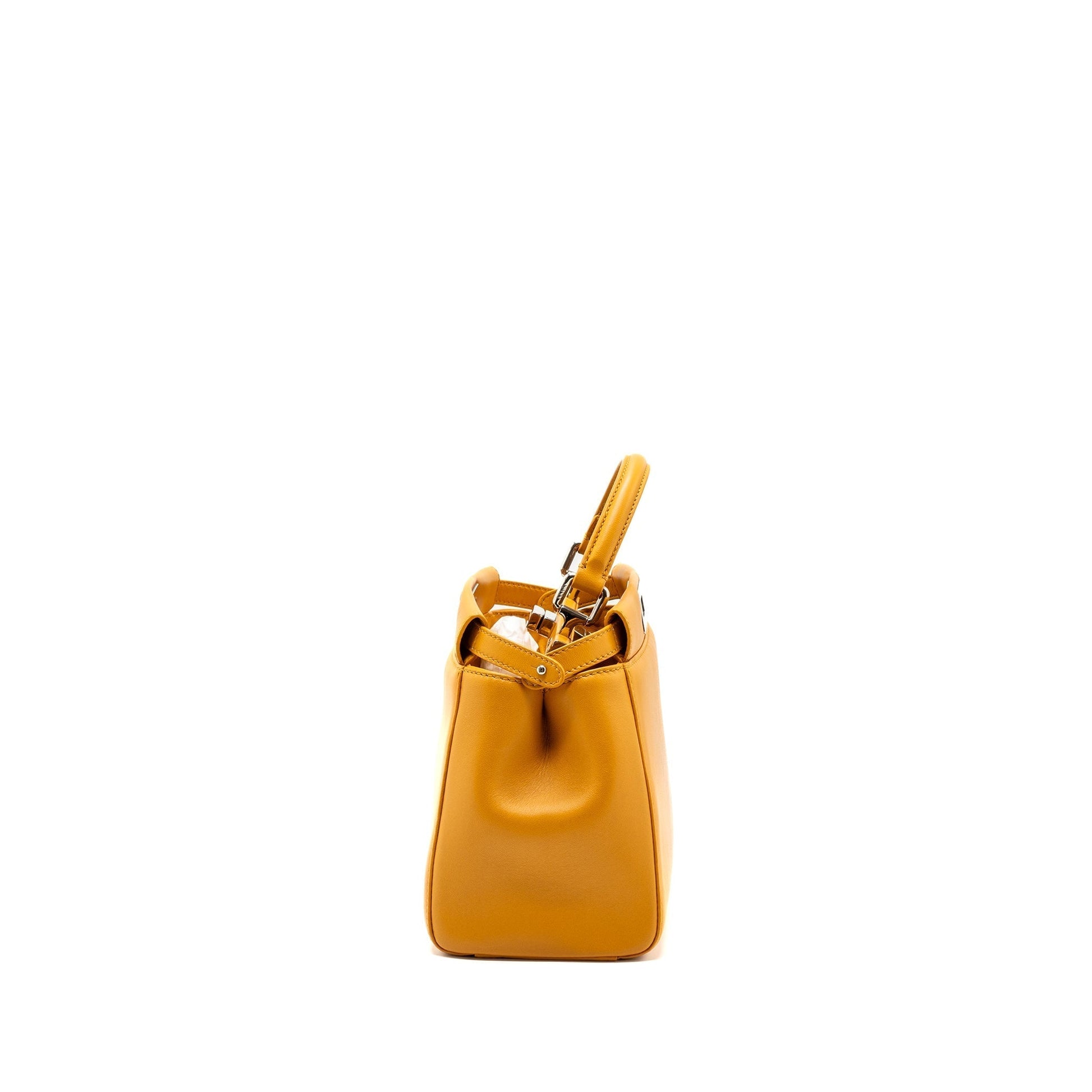 Fendi Peekaboo Bright Handbag Lambskin Yellow Mini Travel Bag
