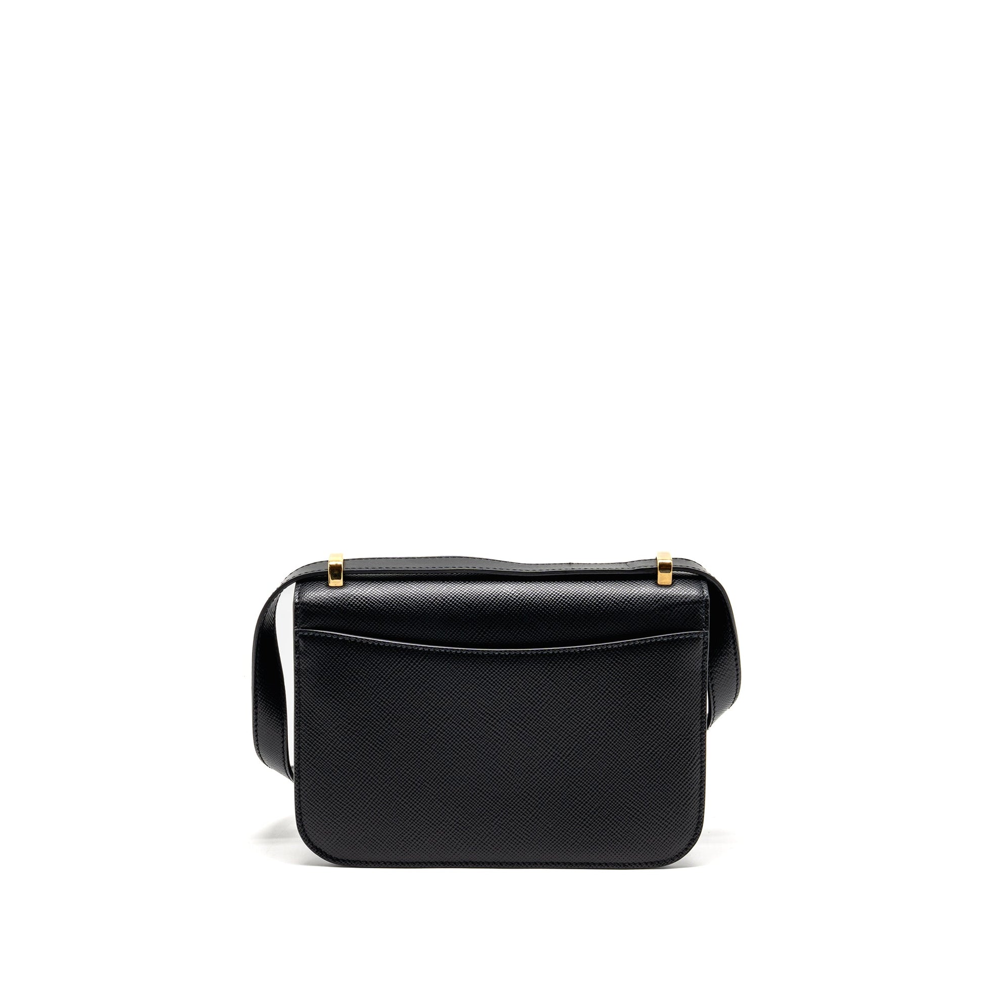 Prada Saffiano Flap Purse Calfskin Handbag Leather Black Travel Bag