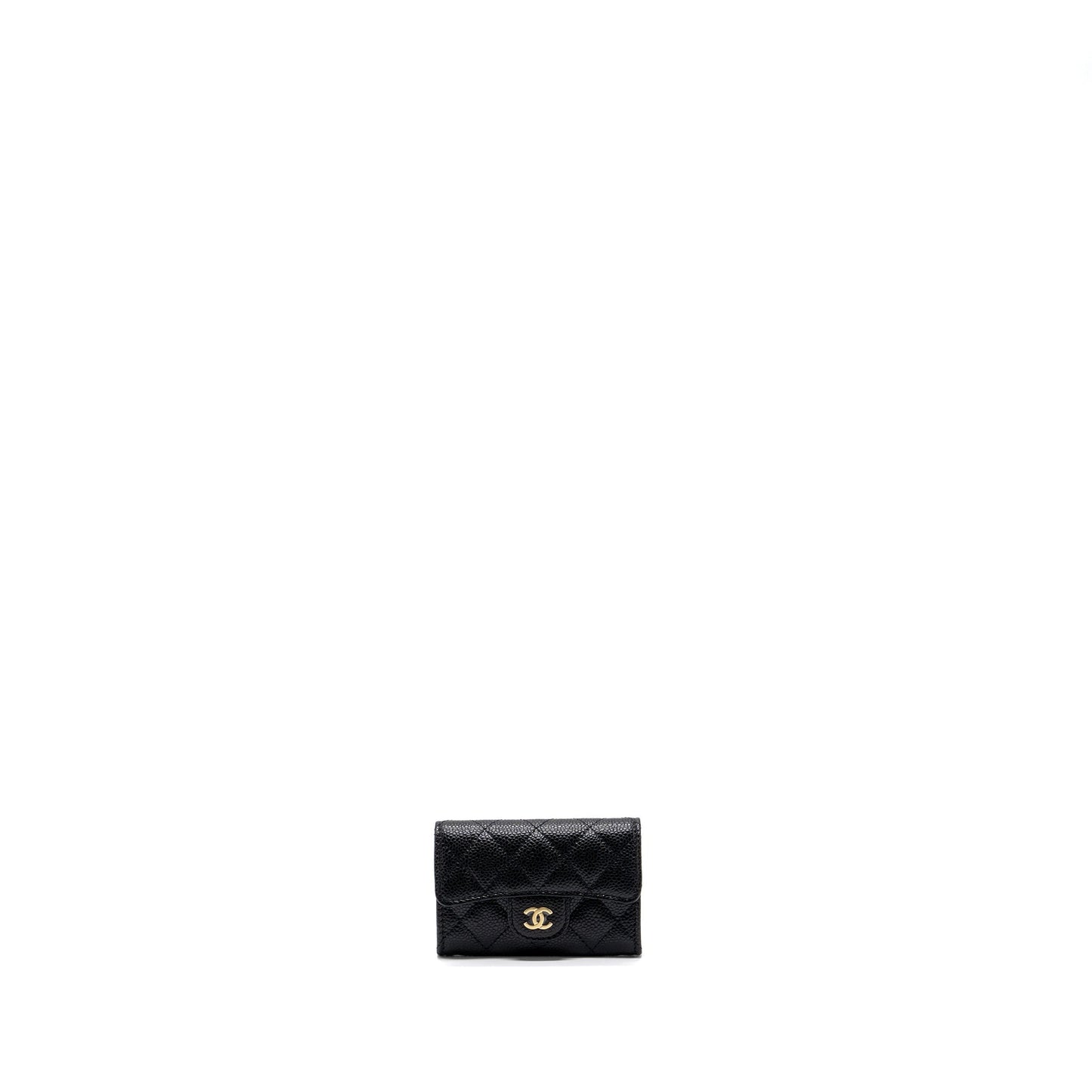 Chanel classic flap card holder caviar GHW Black Leather Wallet Case
