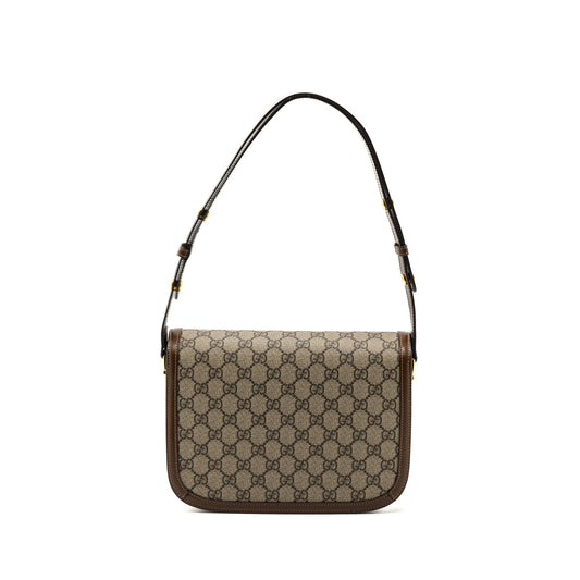 Gucci Horsebit Shoulder Bag Supreme Leather Canvas Ghw 1