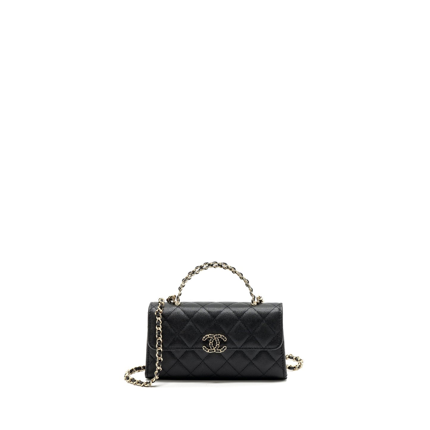 Chanel 23p top handle flap caviar LGHW Black Shoulder Bag Microchip 1