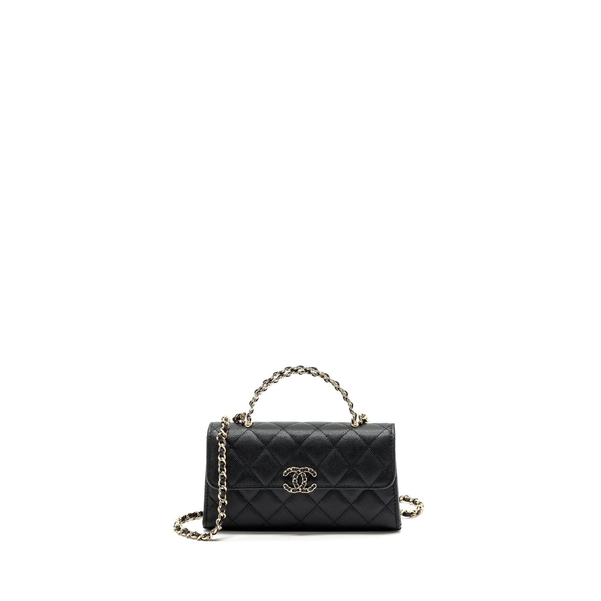 Chanel 23p top handle flap caviar LGHW Black Shoulder Bag Microchip 1