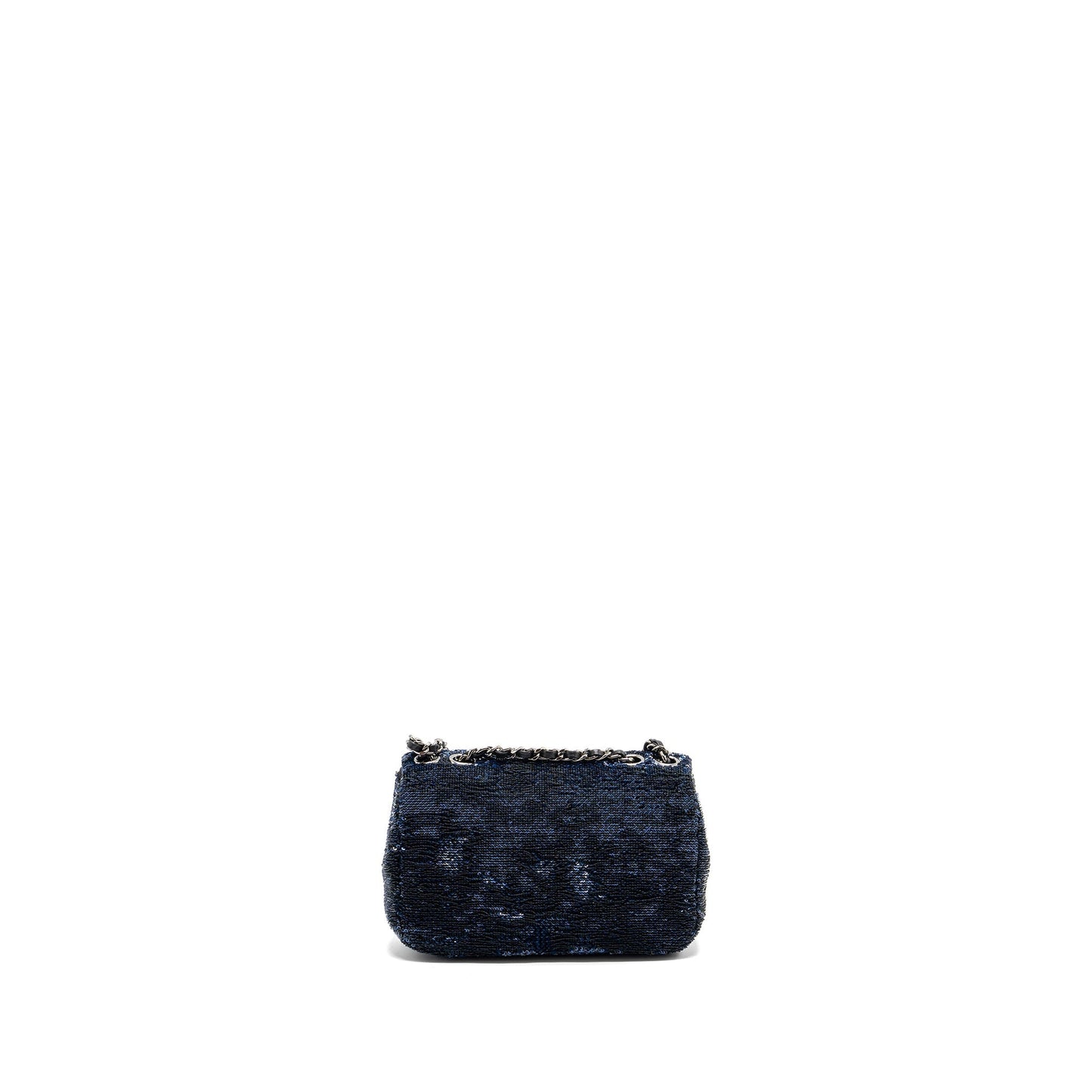 Chanel super flap sequin dark SHW Black Blue Shoulder Bag