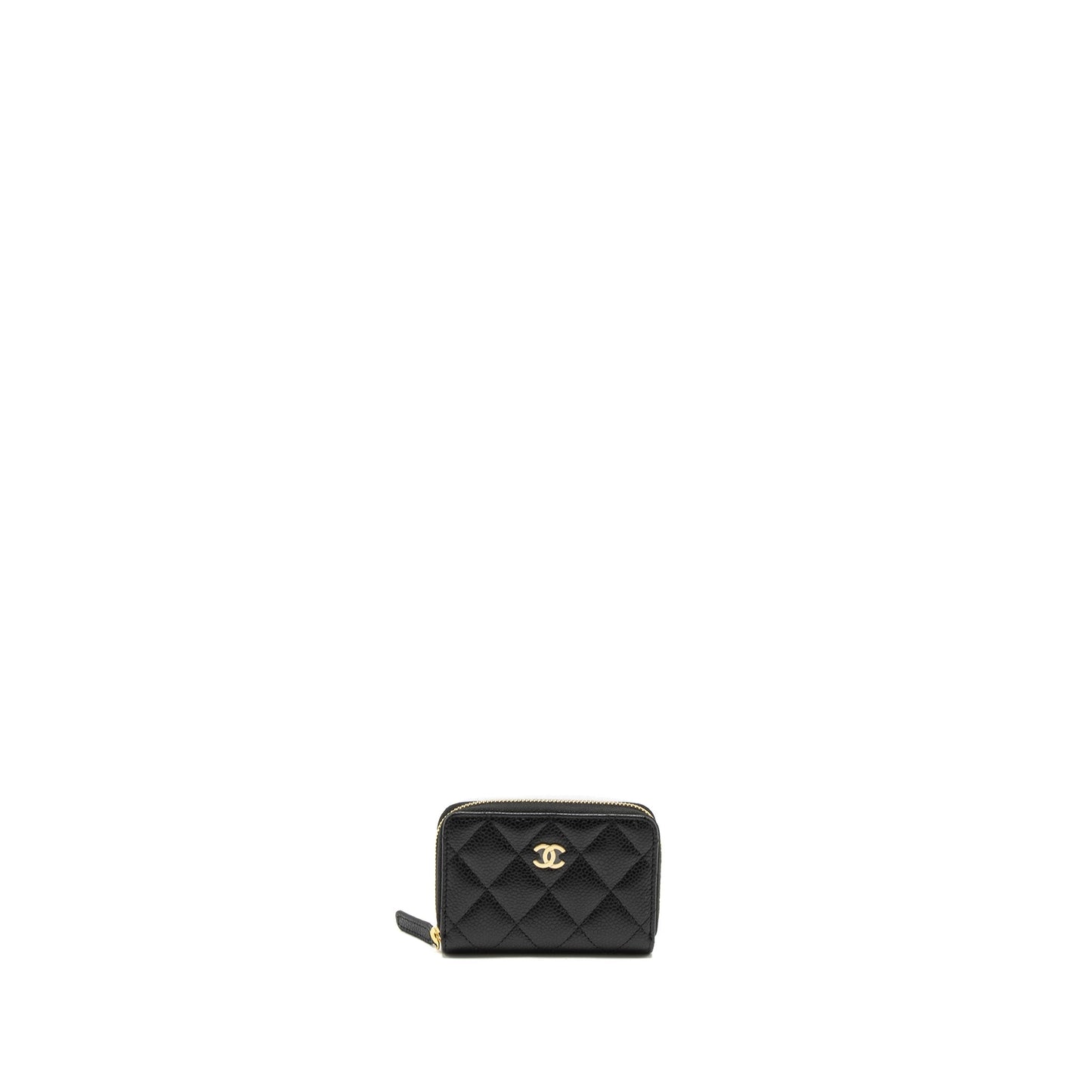 Chanel Zip Card Holder Caviar GHW Microchip Black Wallet Case