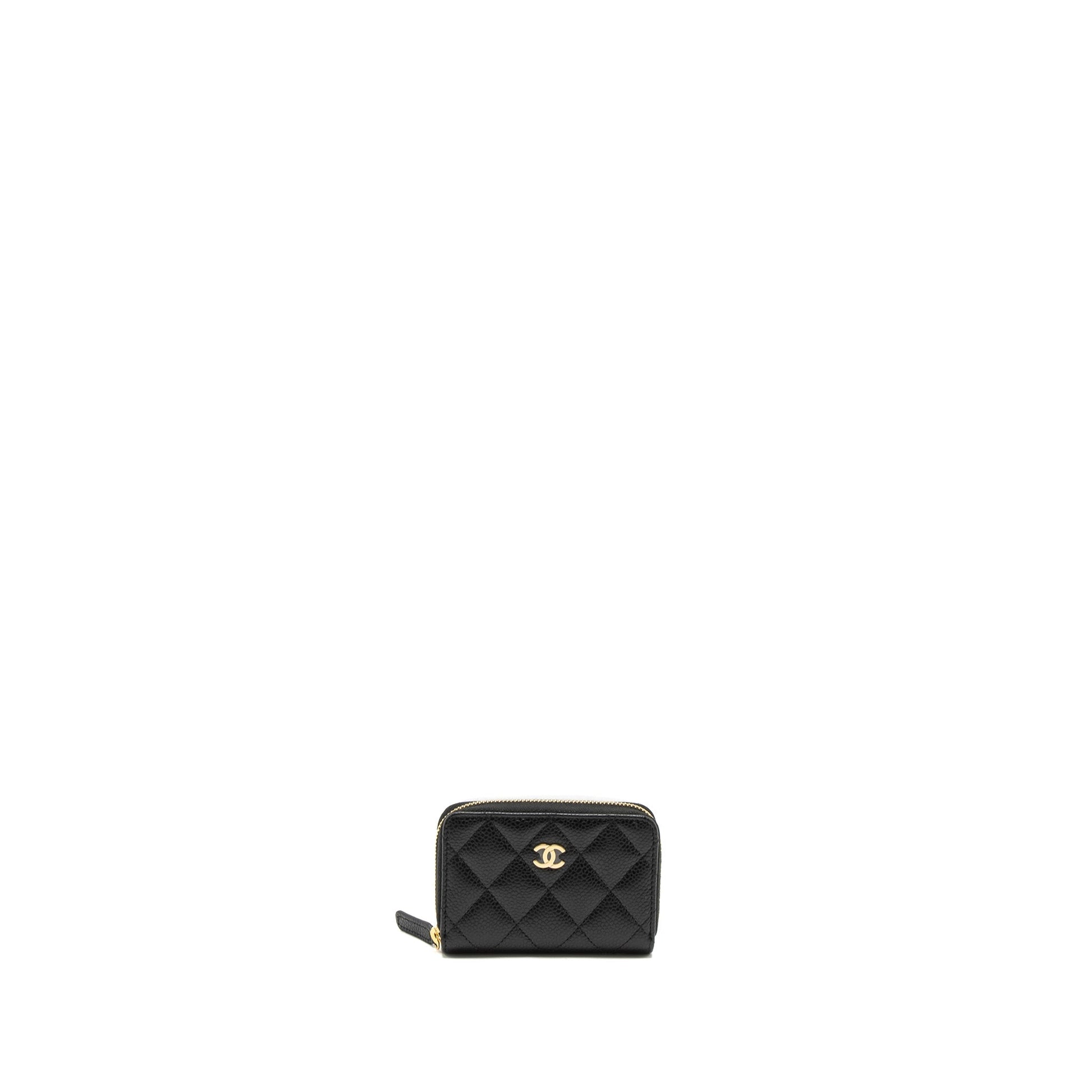 Chanel Zip Card Holder Caviar GWH Microchip Black Wallet Case