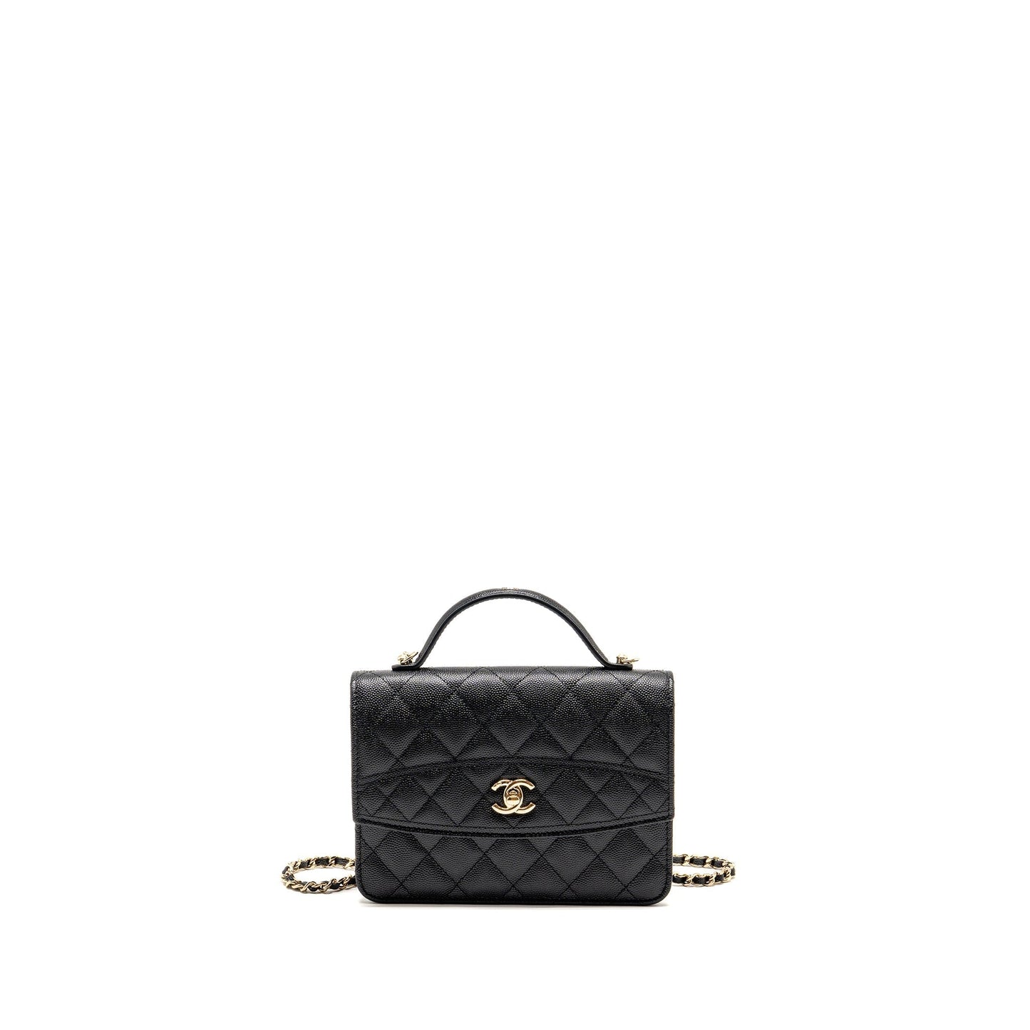 Chanel 25c quilted cc top handle backpack Black