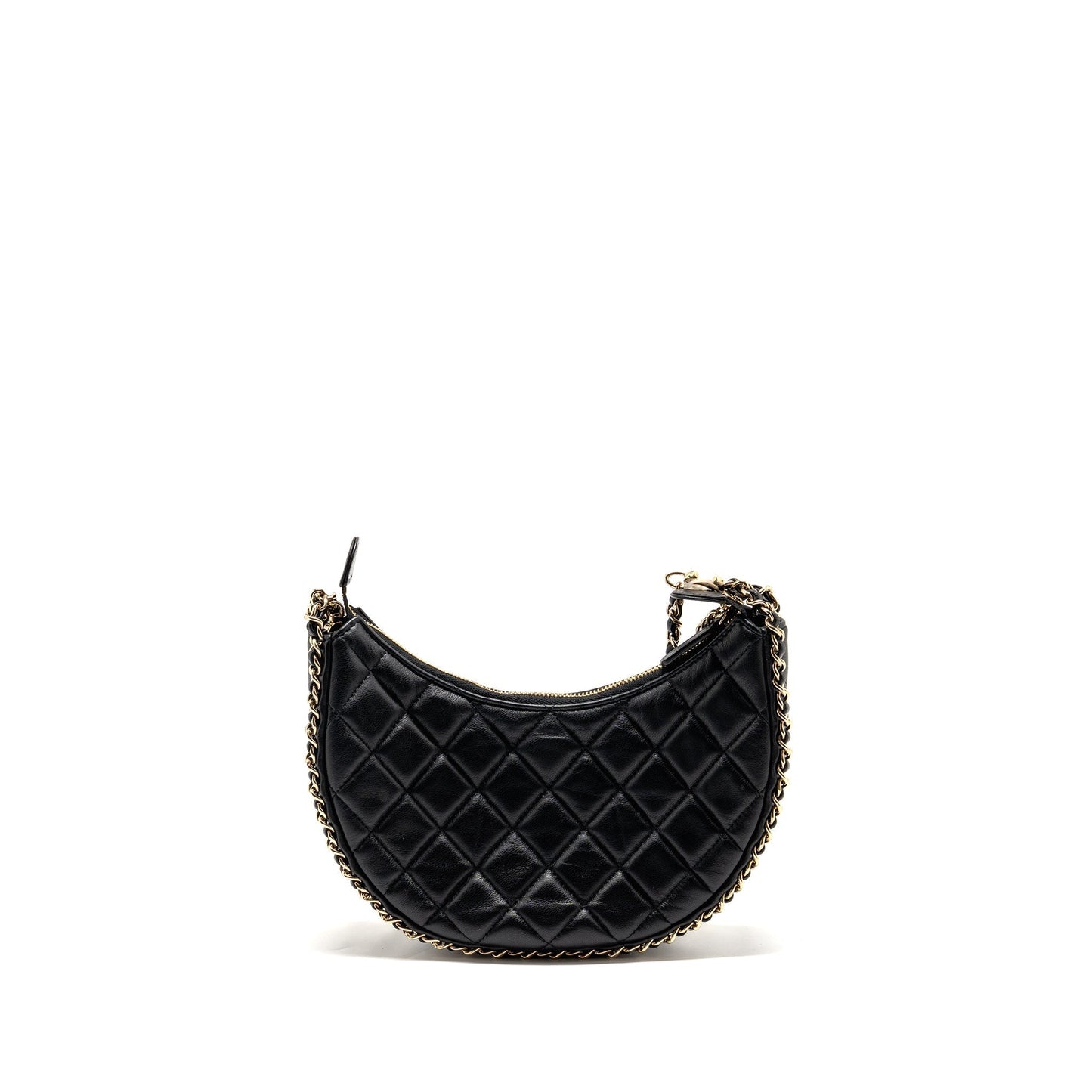 Chanel half moon hobo lambskin LGHW microchip Black Small Shoulder Bag