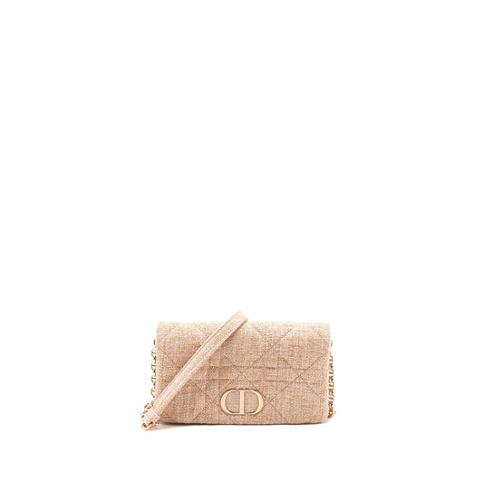 Dior Caro Pouch Light With Hardware Handbag Canvas Pink Travel Bag