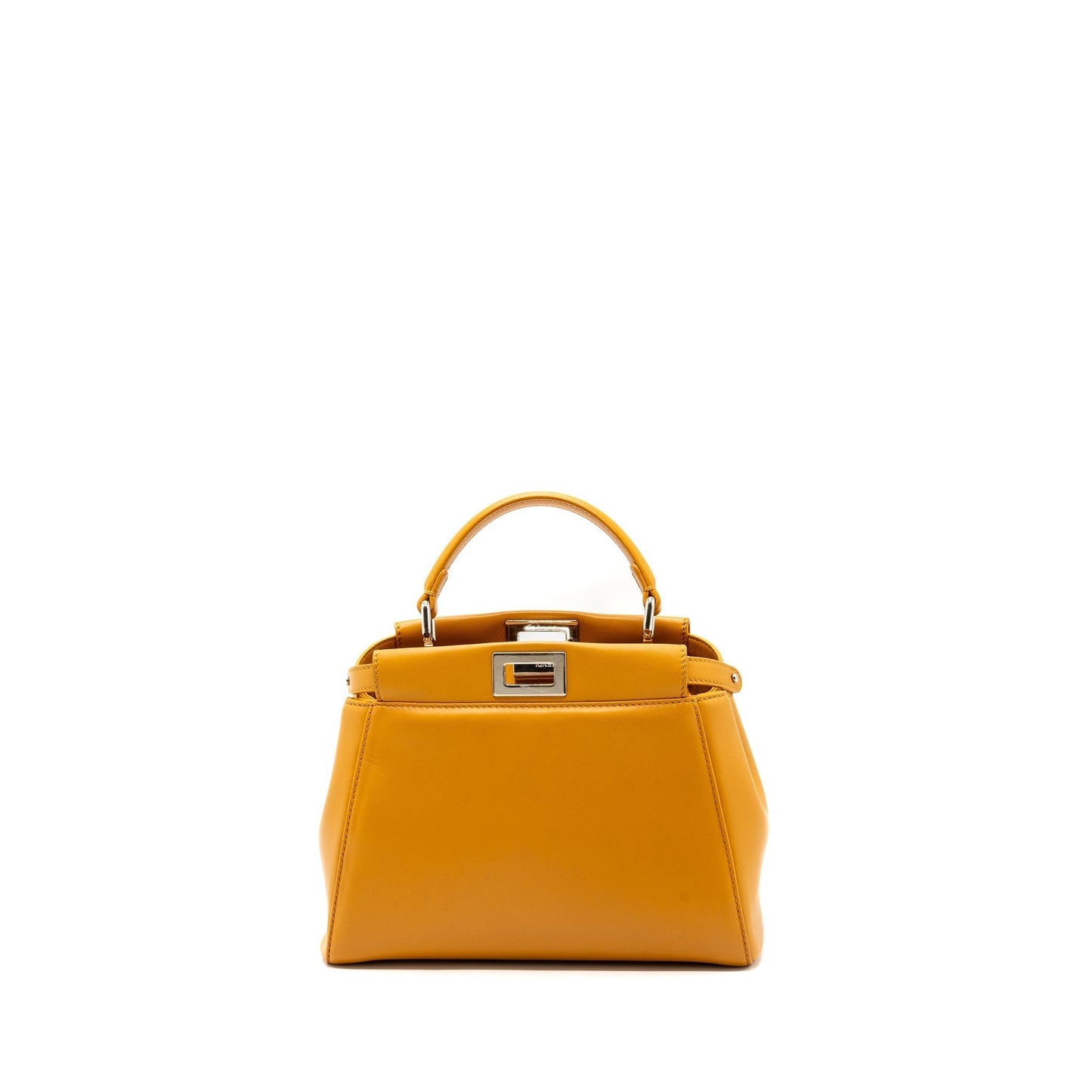 Fendi Peekaboo Bright Handbag Lambskin Yellow Mini Travel Bag