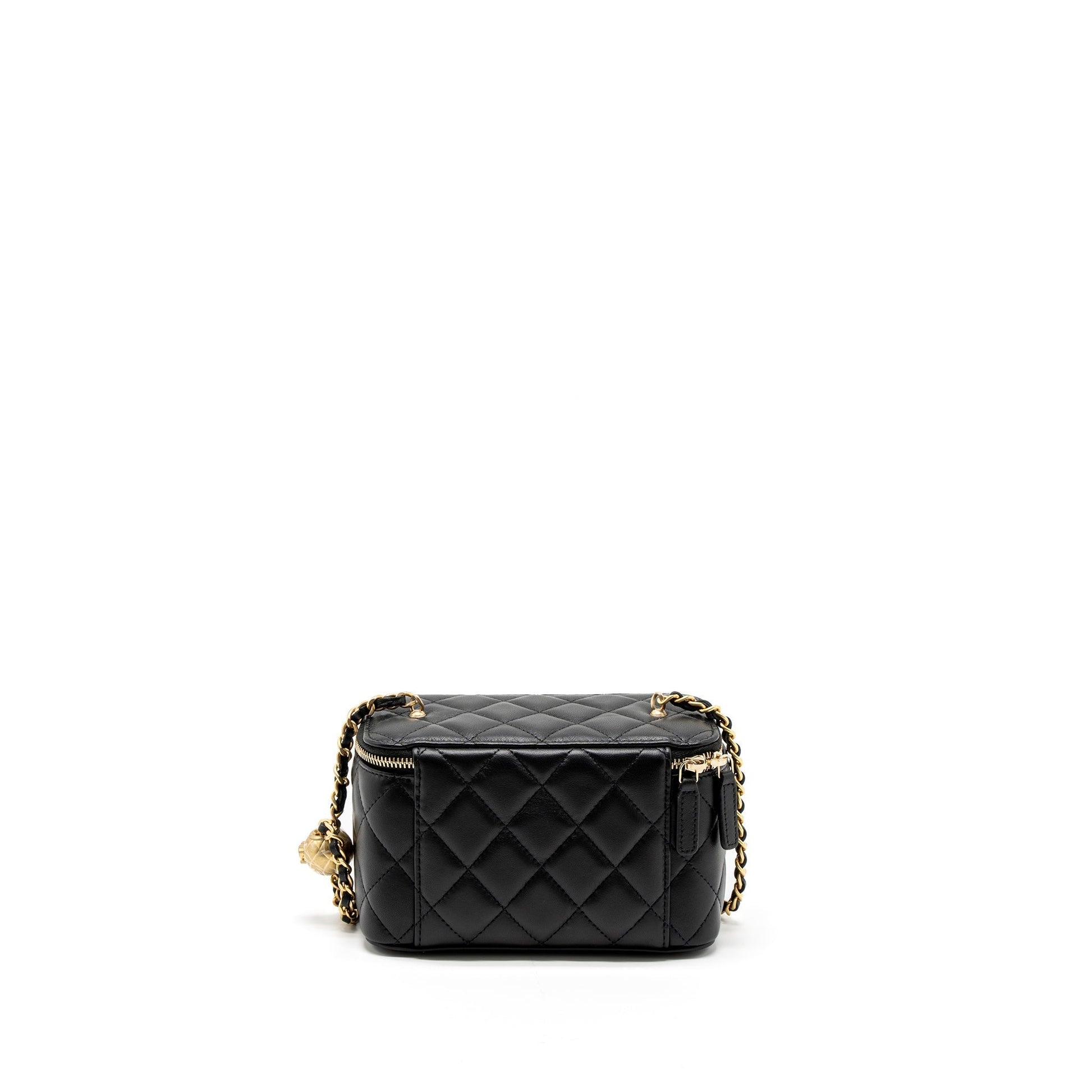 Chanel Pearl Crush Long Vanity Lambskin GHW Black Handbag Microchip 1