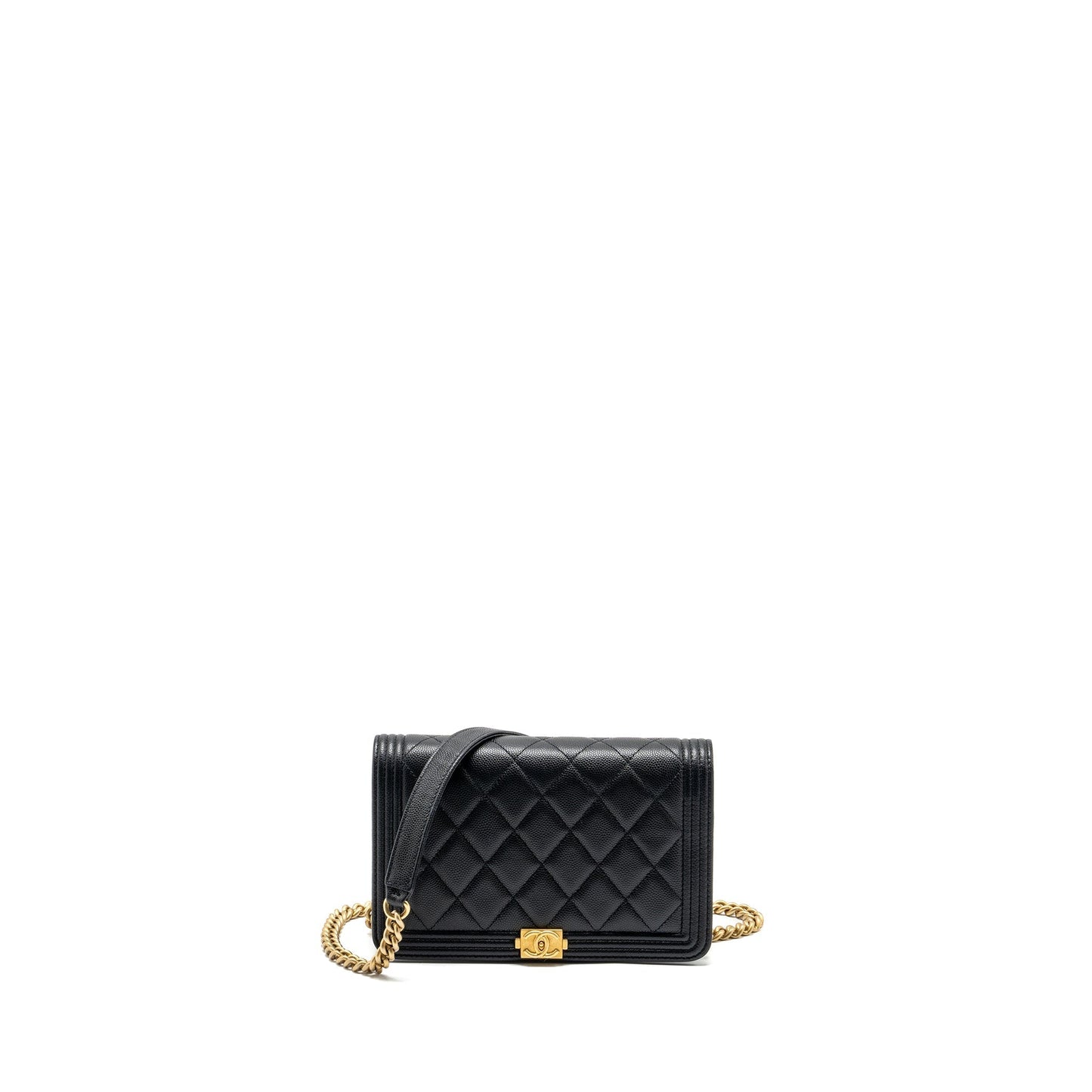 Chanel Boy On caviar GHW microchip Black Wallet Case Ghw Microchip