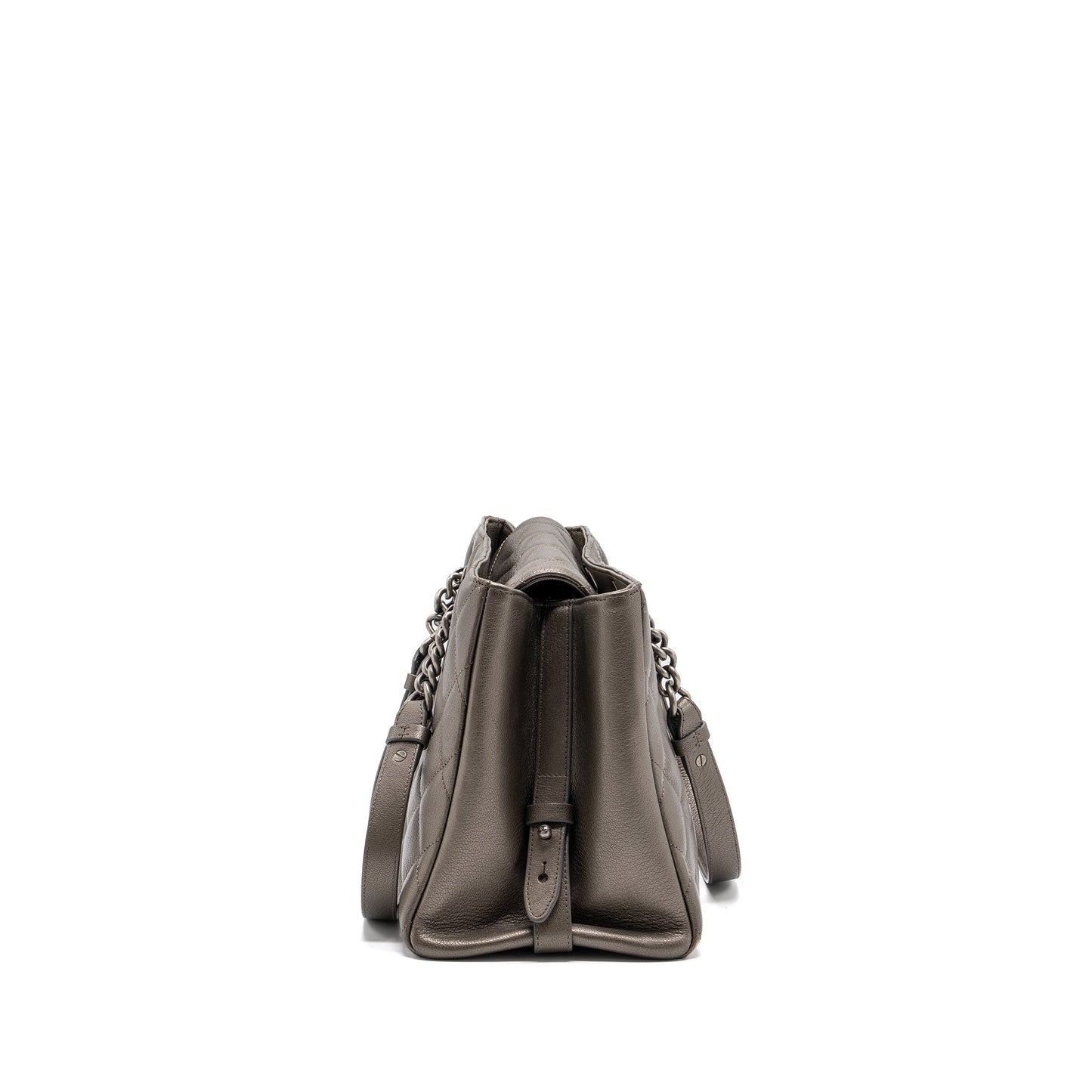 Chanel quilted Goatskin ruthenium hardware Silver Tote Bag