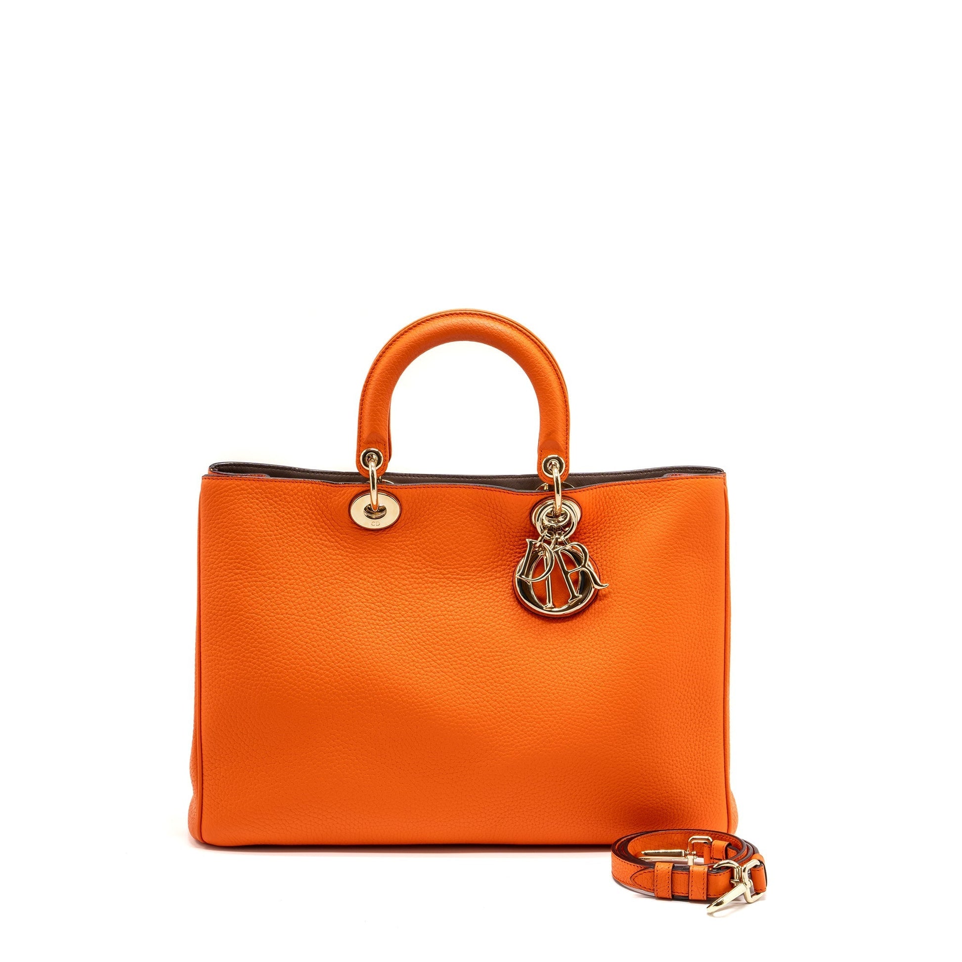 Dior issimo Tote Purse Calfskin Multicolor Orange Handbag Brown Large Tote Bag
