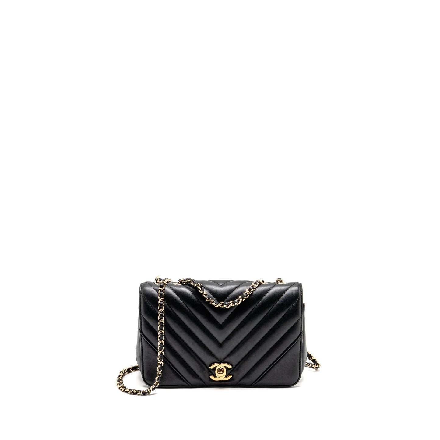 Chanel Chevron Flap lambskin LGHW Black Shoulder Bag
