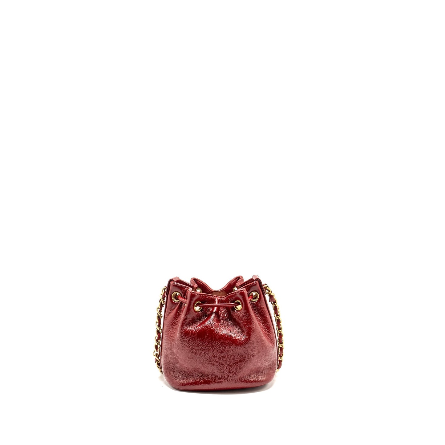 Chanel CC Drawstring Bucket Shiny Aged Calfskin Red Jewelry