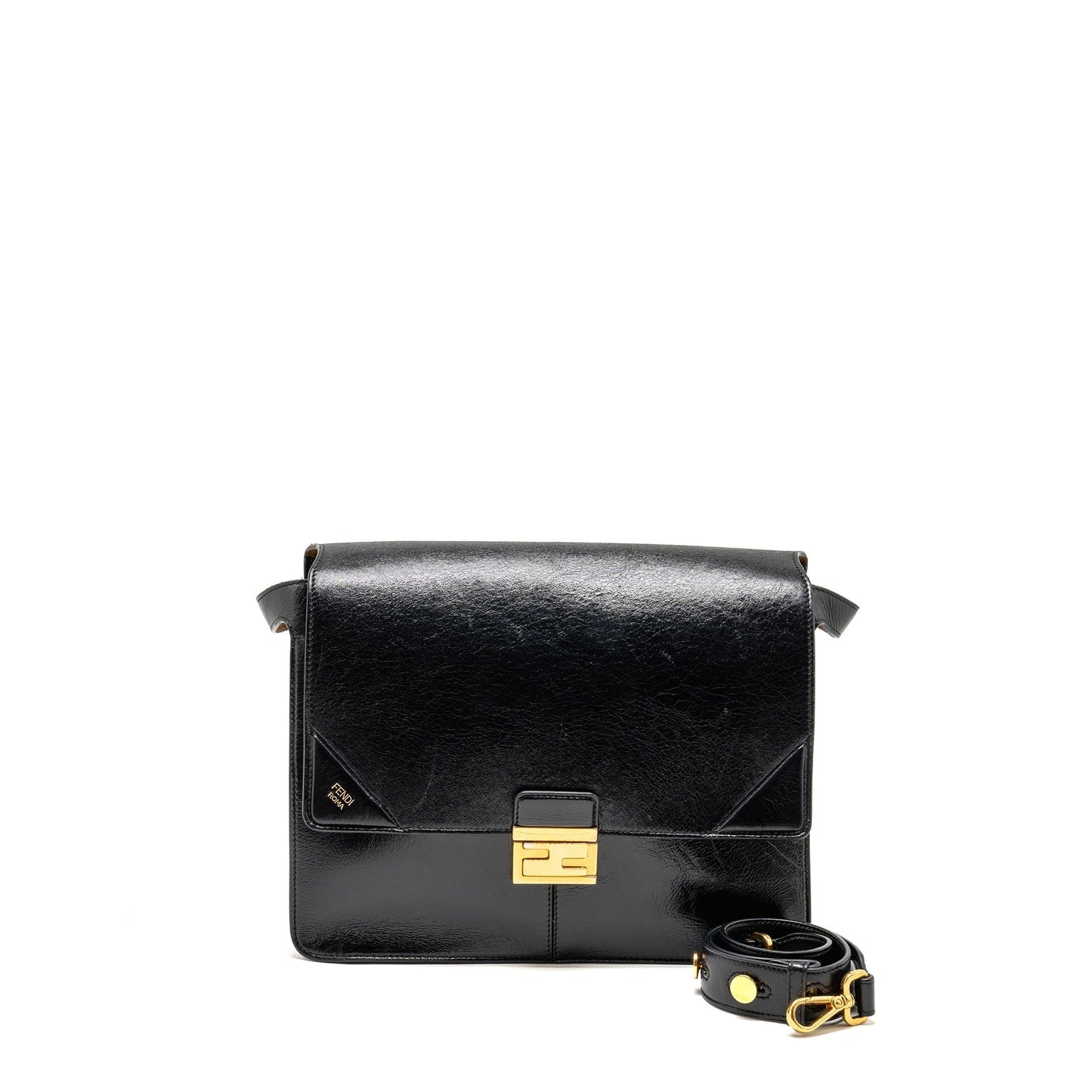 Fendi Kan Purse Leather Black Mini Messenger Bag
