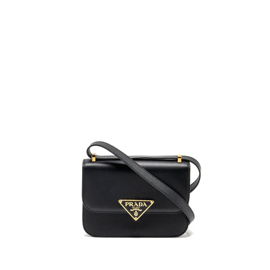 Prada Saffiano Flap Purse Calfskin Handbag Leather Black Travel Bag