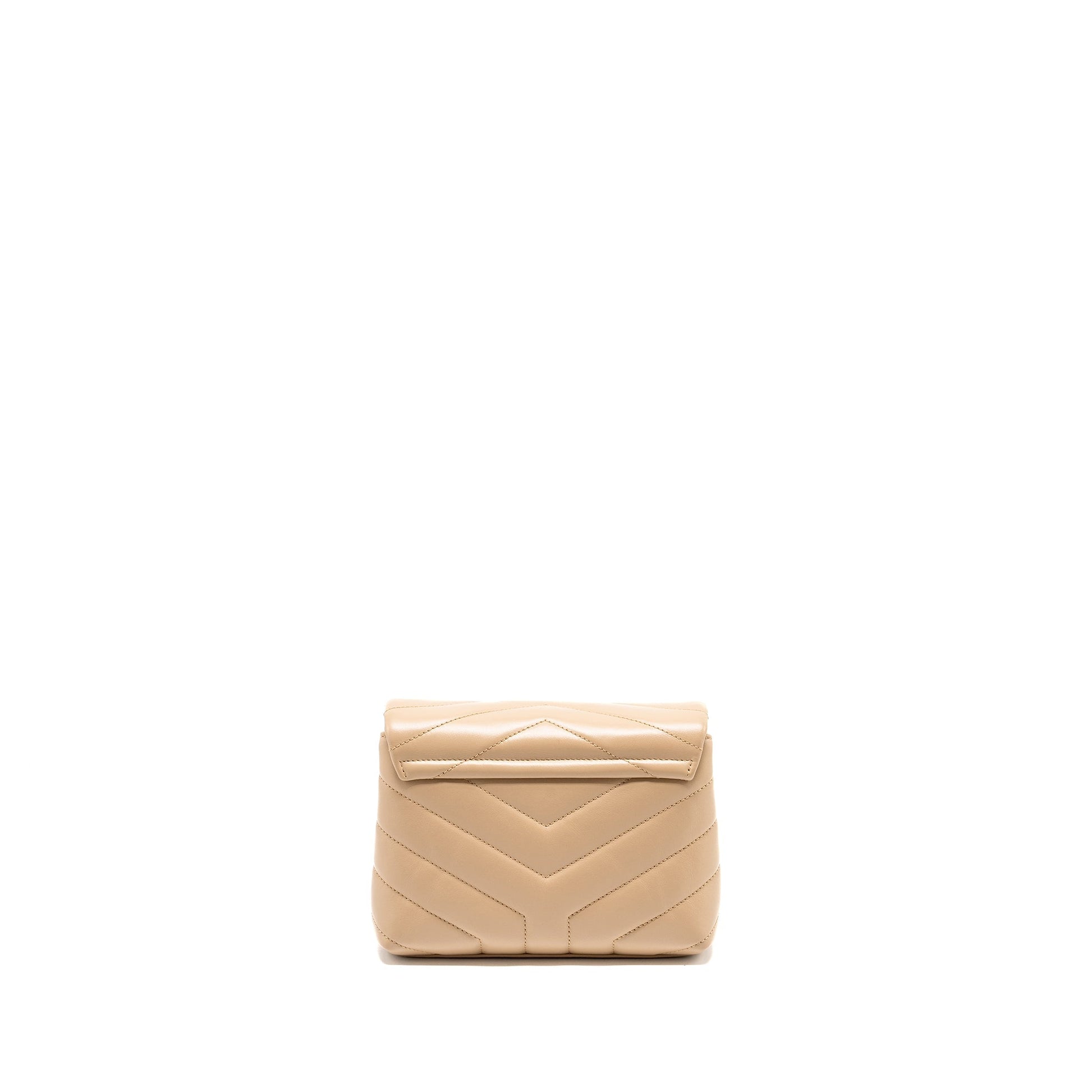 YSL Saint Laurent Loulou Toy Strap Purse Calfskin Travel Bag Beige