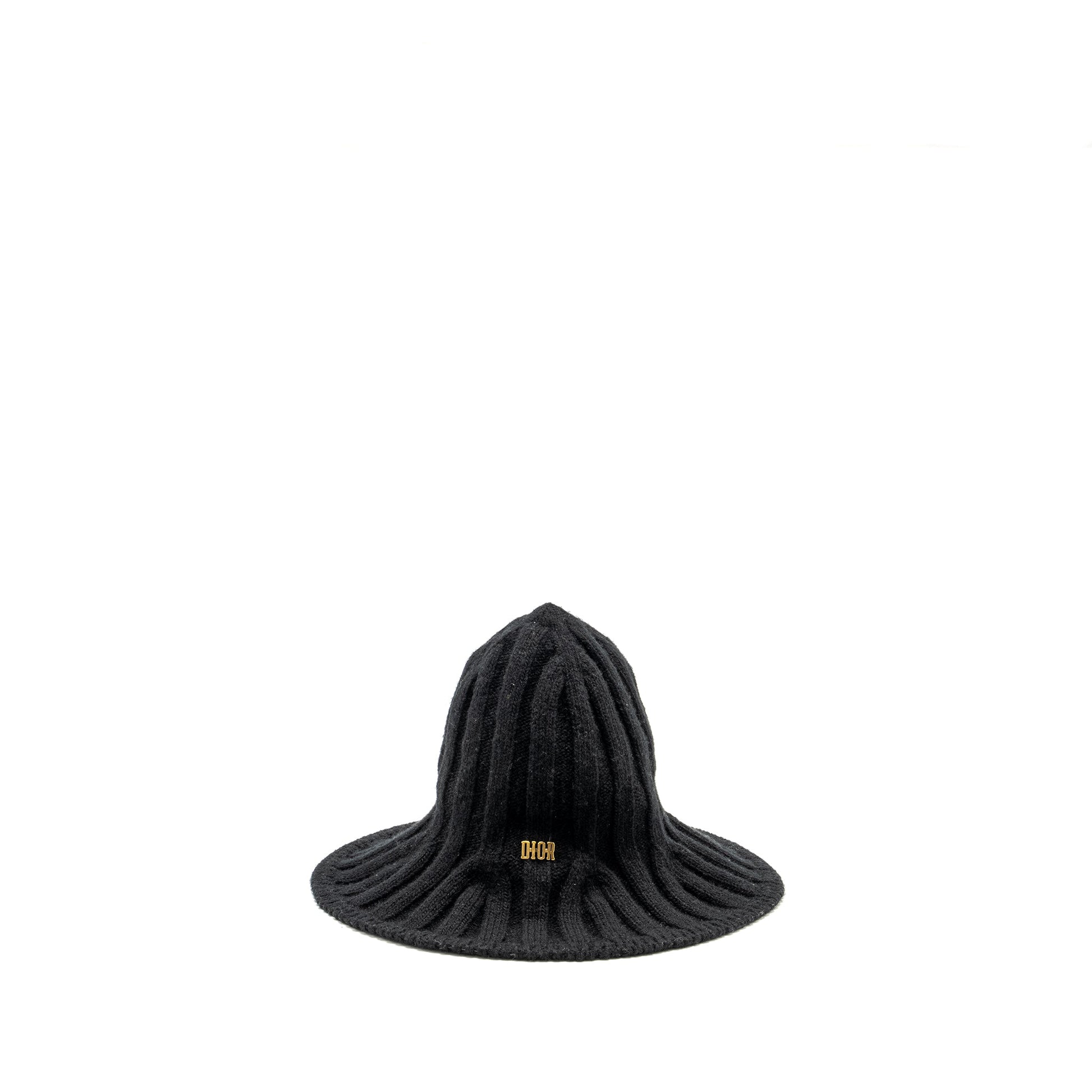 Dior Letter Wire Brimmed Beanie Wool Handbag Black Logo Travel Bag