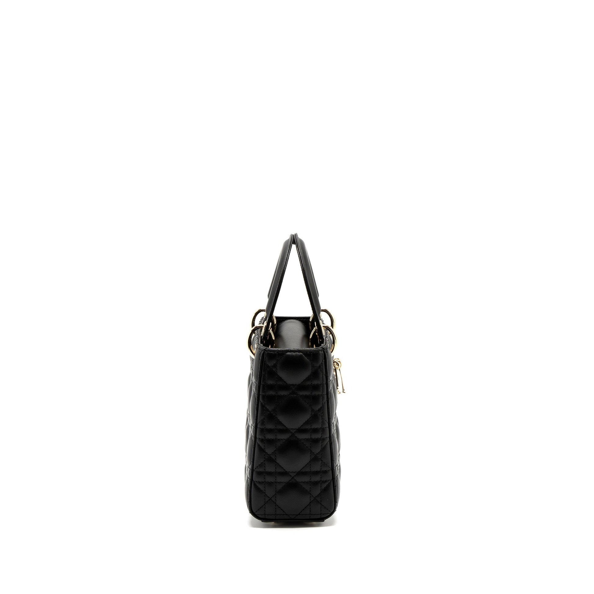 Dior Lady Lambskin Handbag Black Small Travel Bag