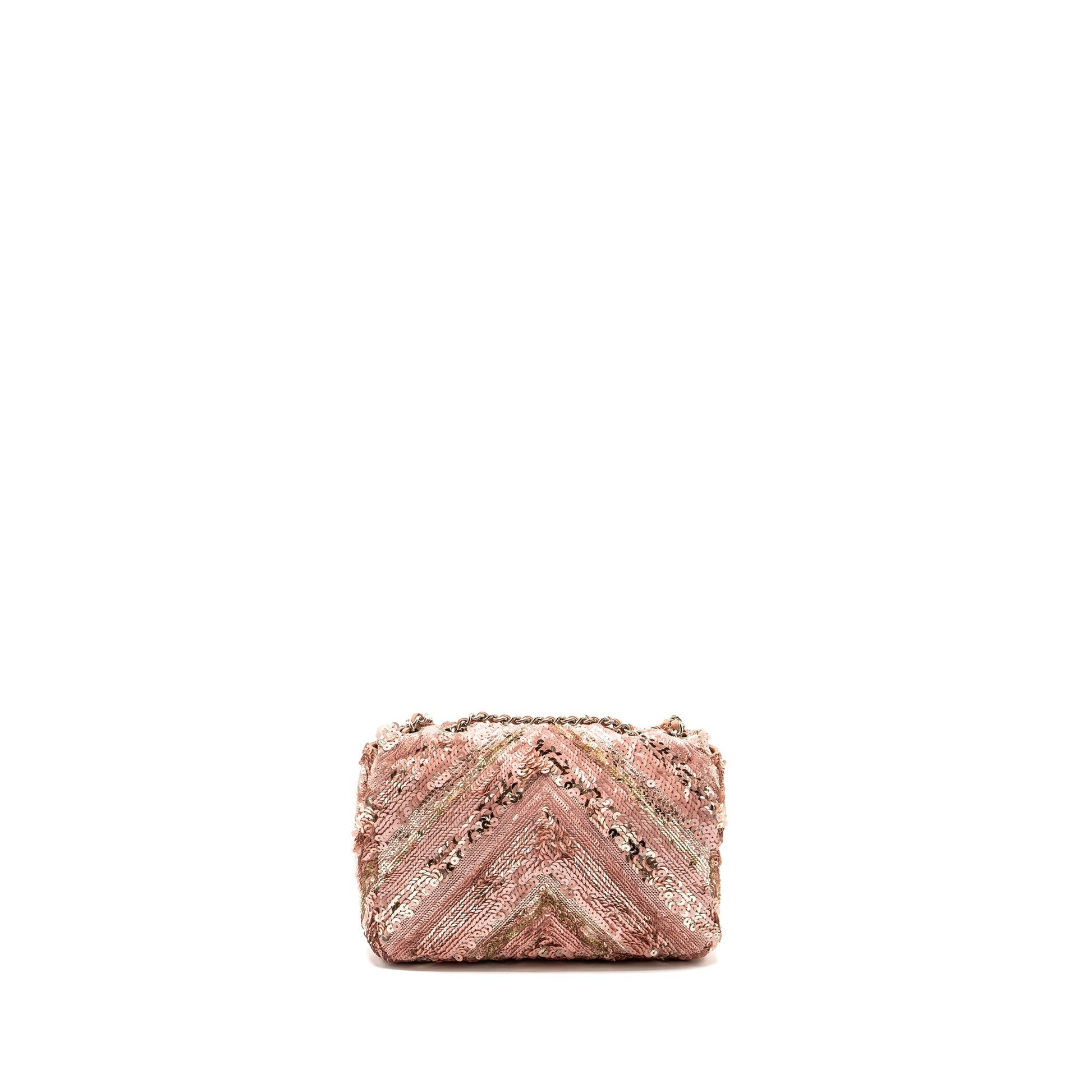 Chanel Chevron flap Sequin SHW Multicolour Pink Shoulder Bag
