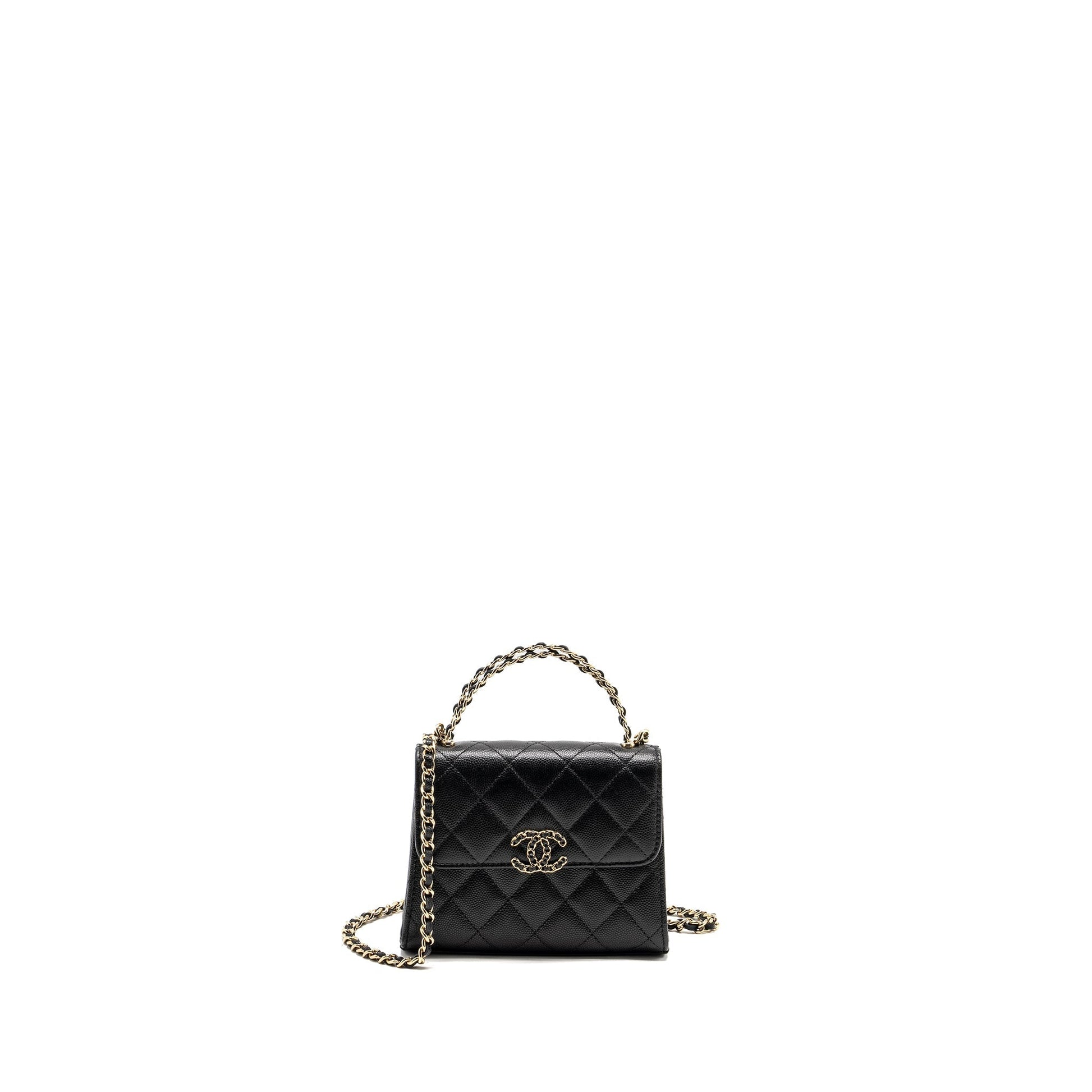 Chanel Top Handle Flap caviar LGHW microchip Black Shoulder Bag Microchip 2