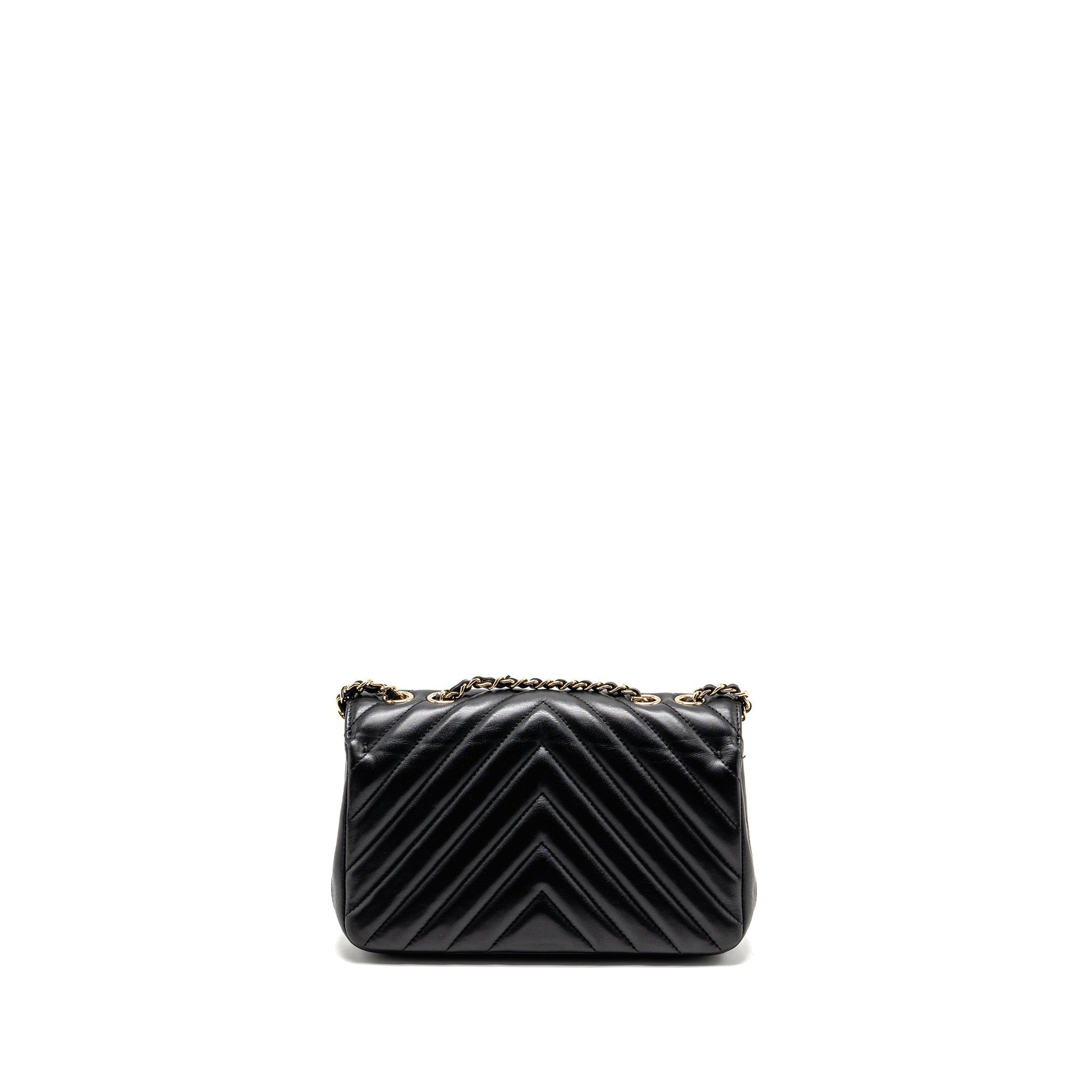 Chanel Chevron Flap lambskin LGHW Black Shoulder Bag