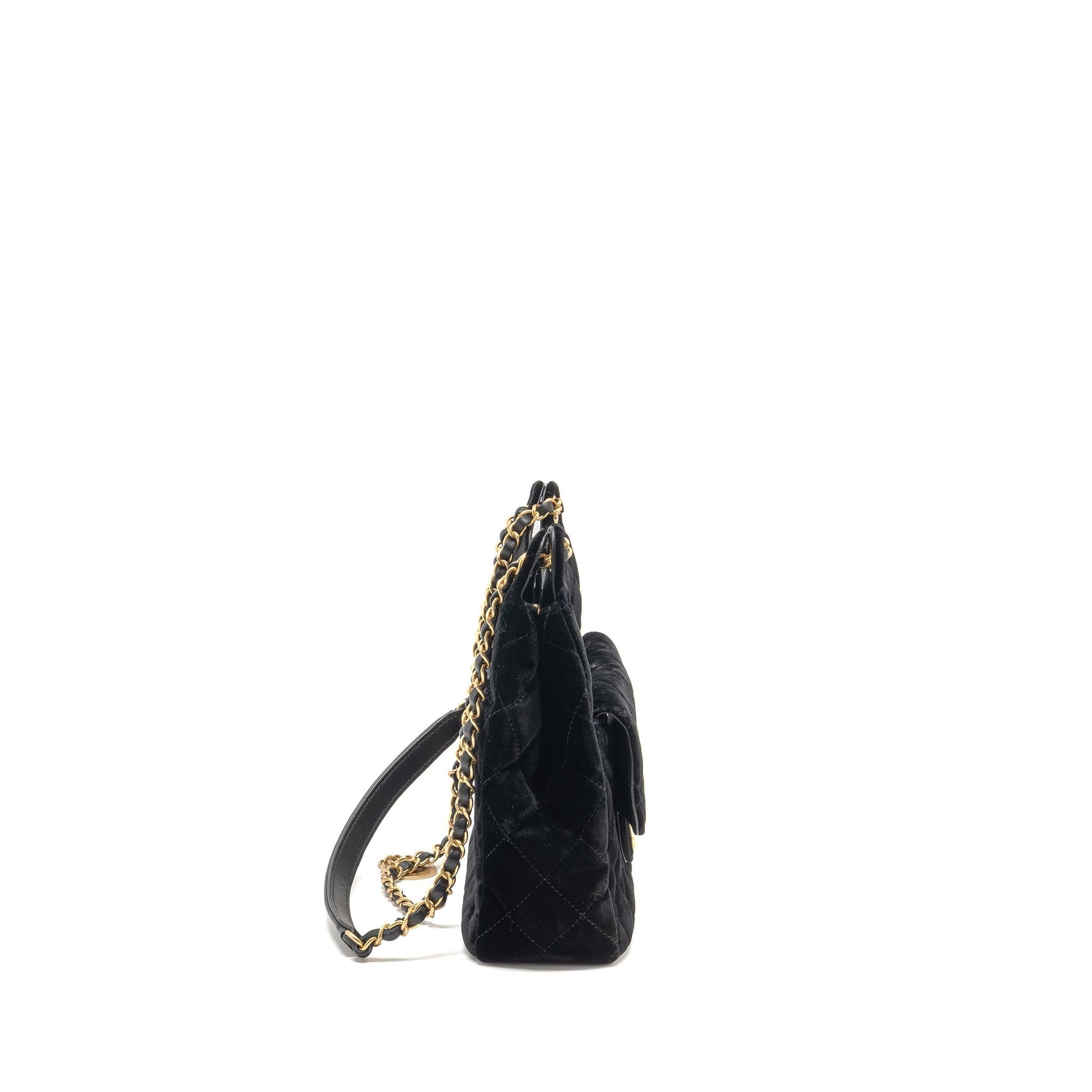 Chanel 23b Hobo Velvet GHW microchip Black Shoulder Bag Black 7