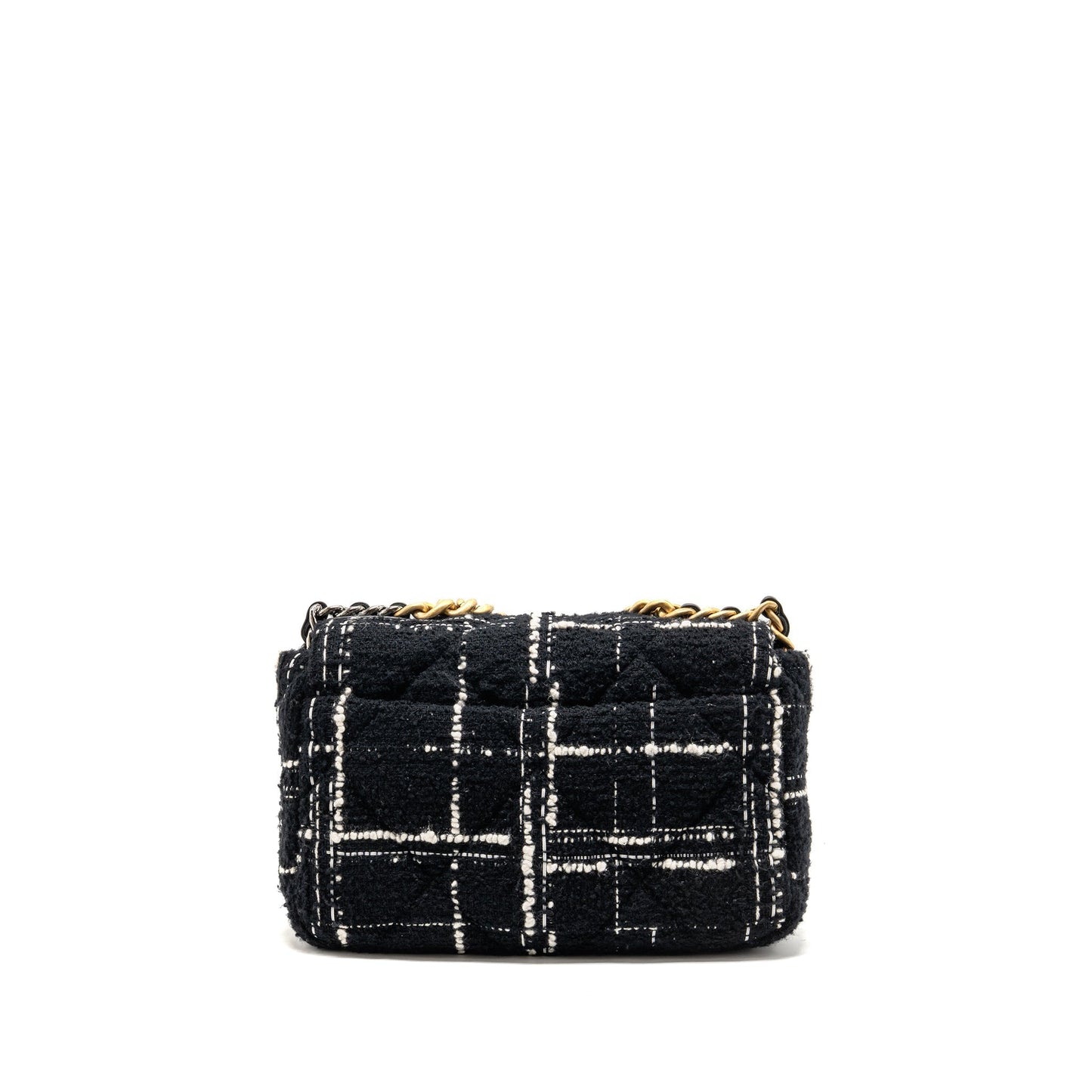 Chanel 19 Tweed Hardware Microchip Multicolour Black White Small Handbag
