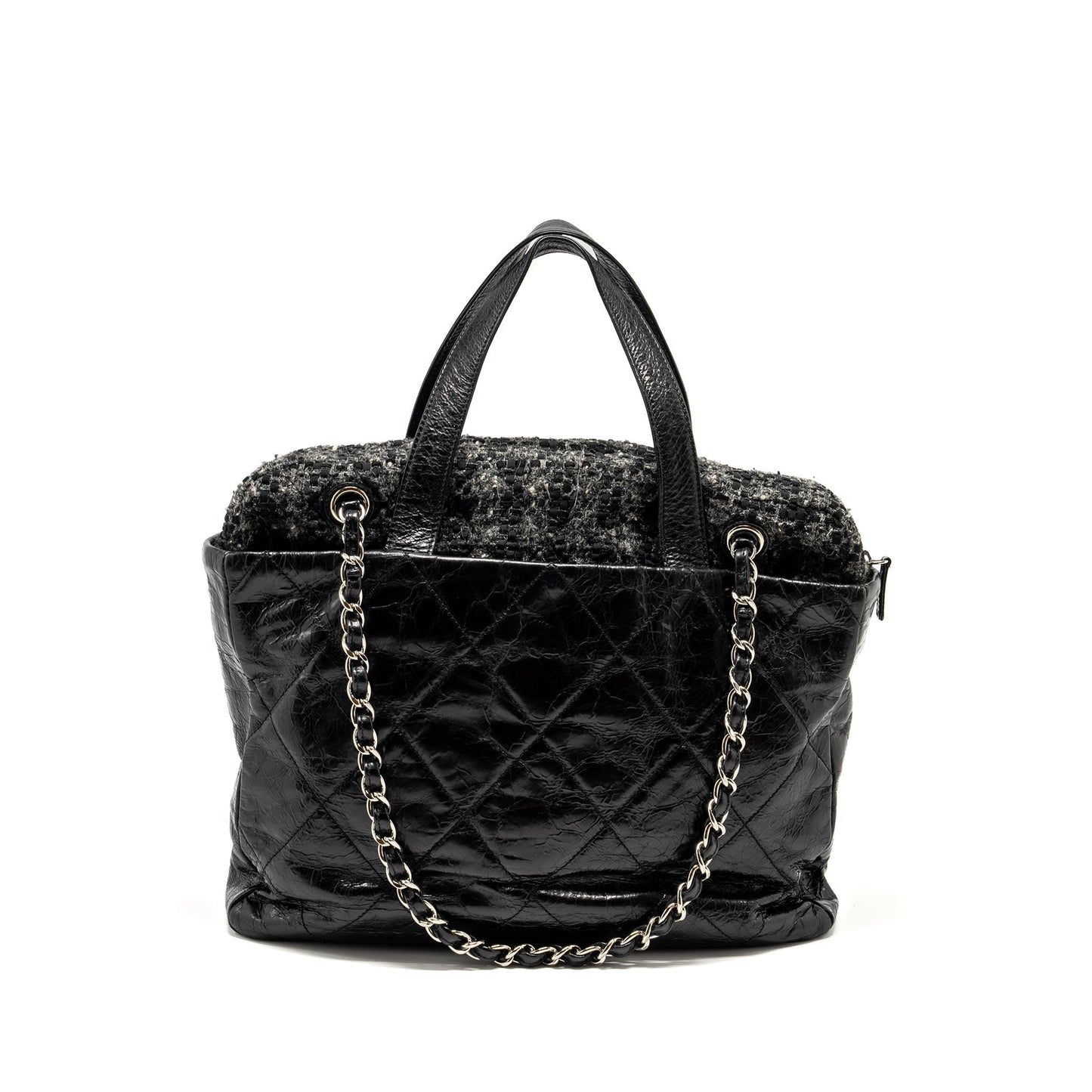 Chanel Portobello Calfskin Tweed SHW Black Grey Tote Bag