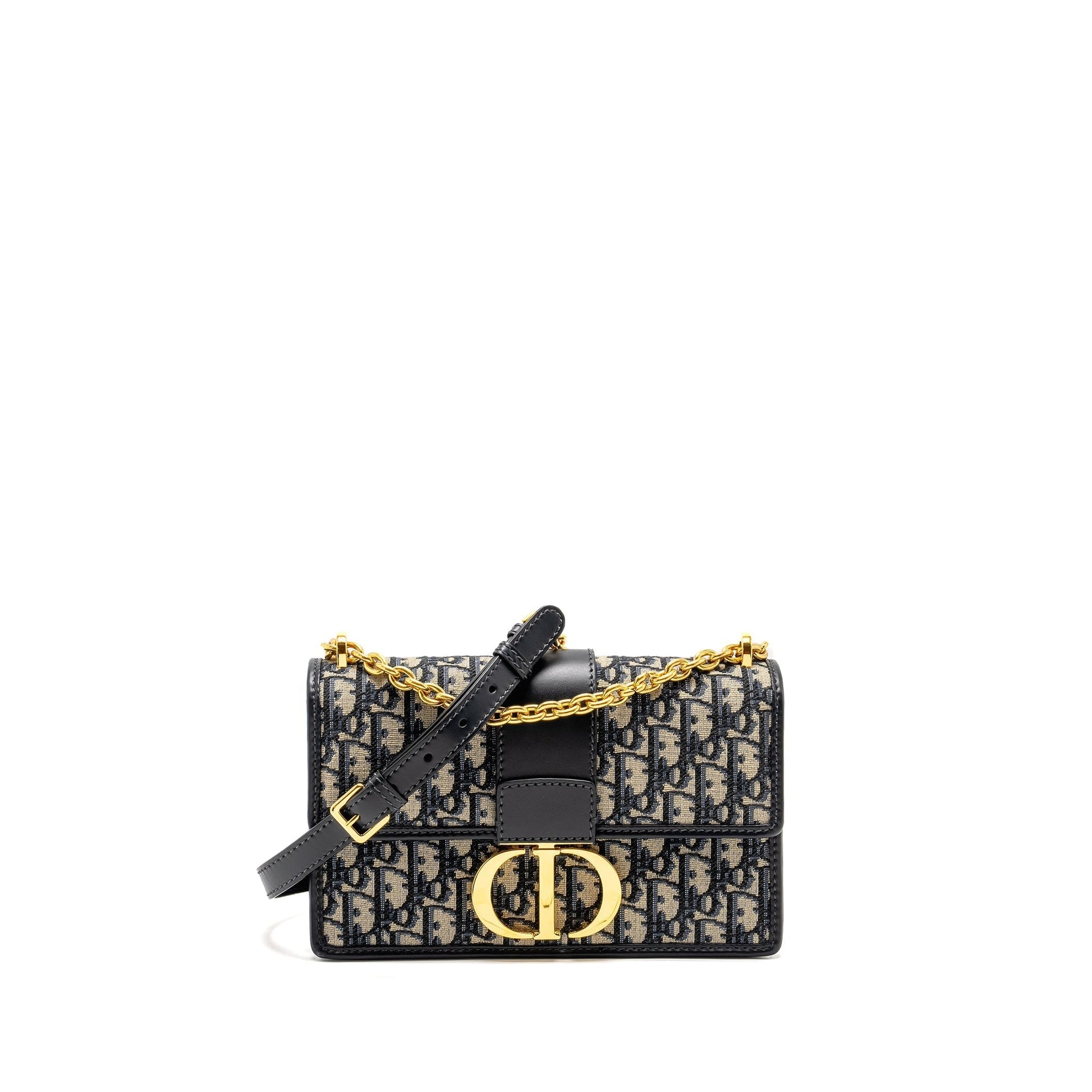 Dior Montaigne Purse Oblique Jacquard Handbag Blue Chain Travel Bag