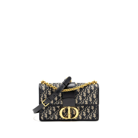 Dior Montaigne Purse Oblique Jacquard Handbag Blue Chain Travel Bag