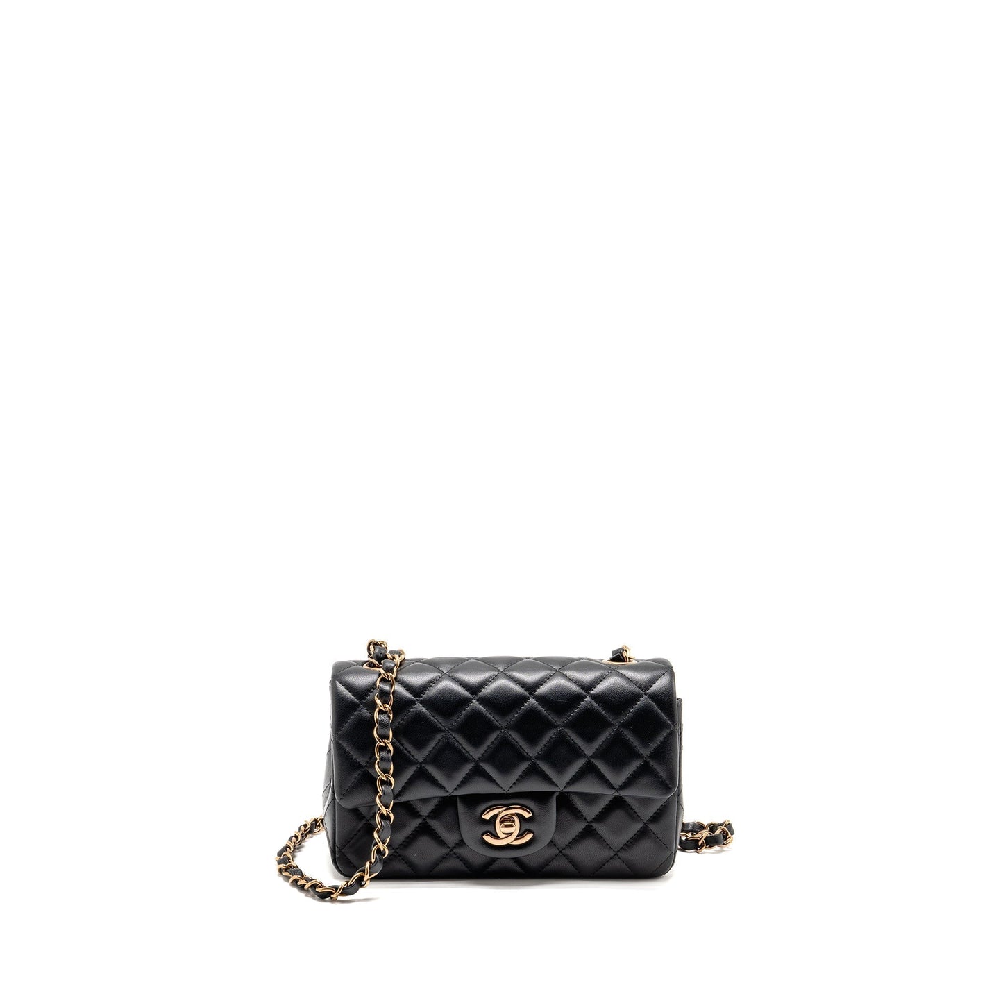 Chanel Rectangular Flap Lambskin RGHW Microchip Black Shoulder Bag